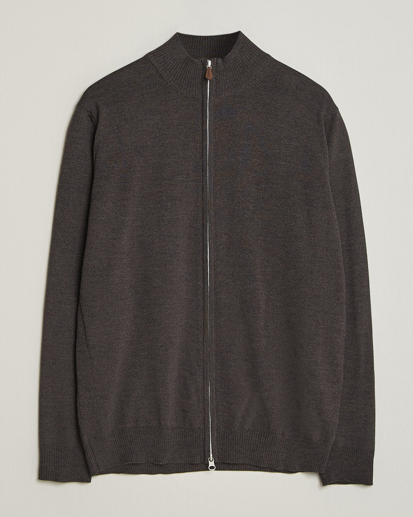 Herren | Pullover | Stenströms | Merino Full Zip Dark Brown