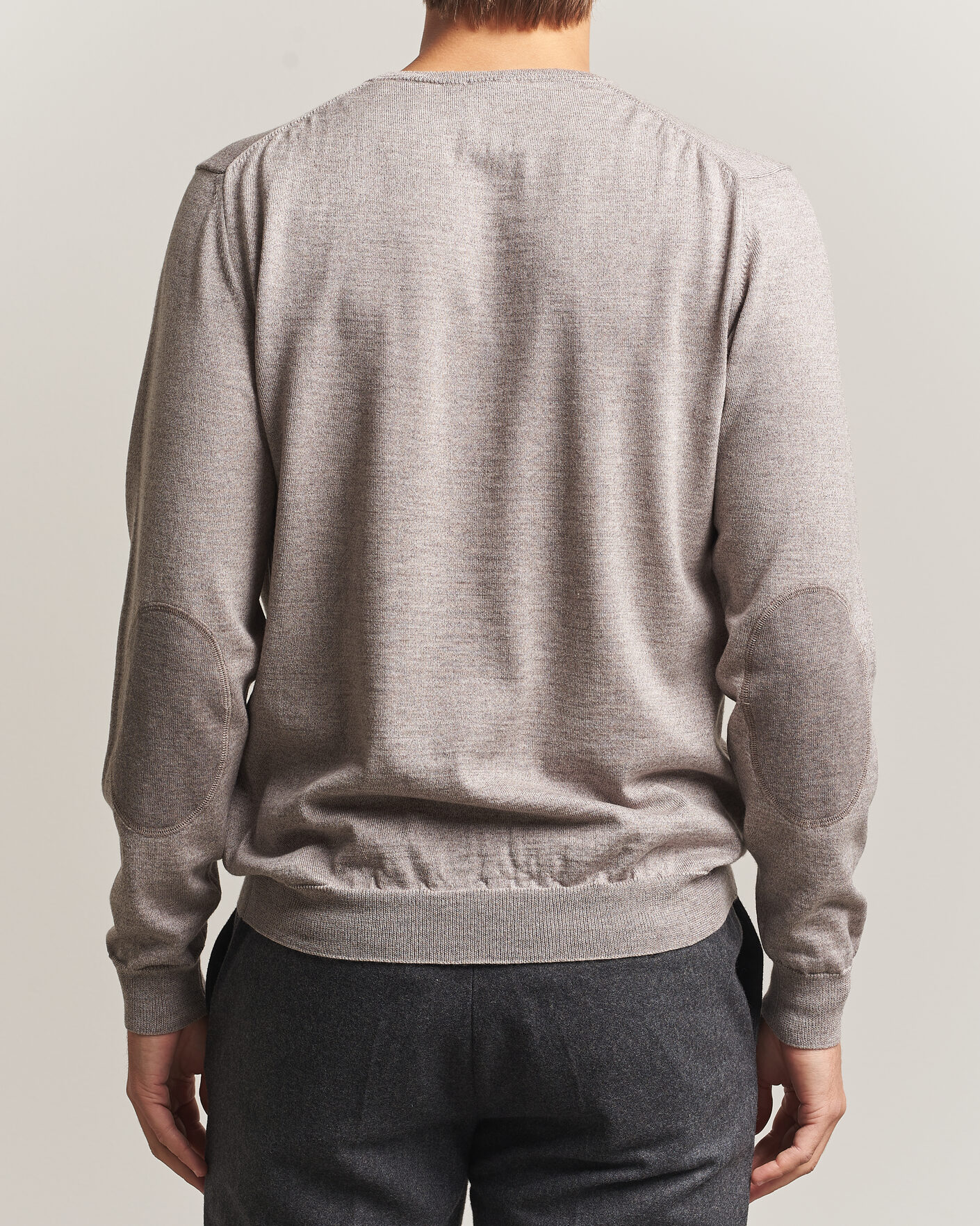 Herren | Pullover | Stenströms | Merino Patch Crew Neck Beige