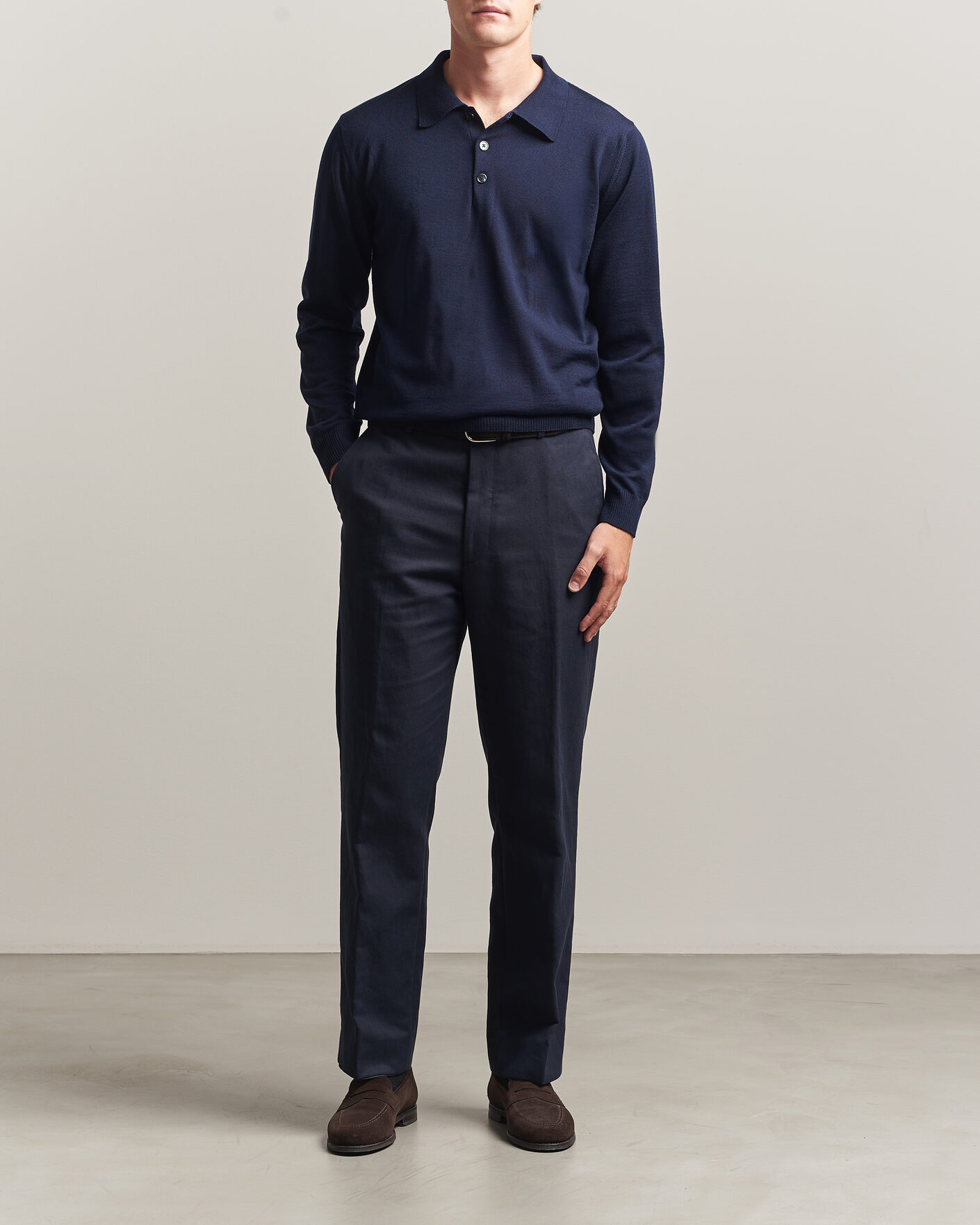 Herren | Pullover | Stenströms | Merino Polo Navy