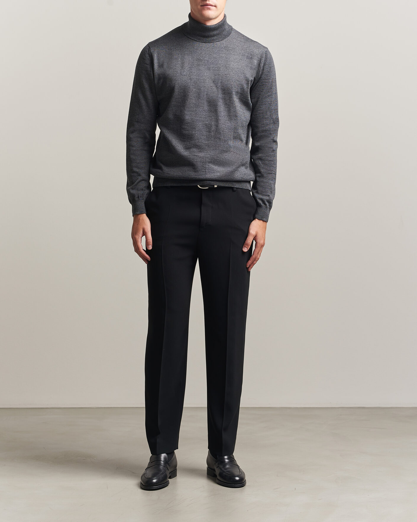 Herren | Pullover | Stenströms | Merino Rollneck Dark Grey