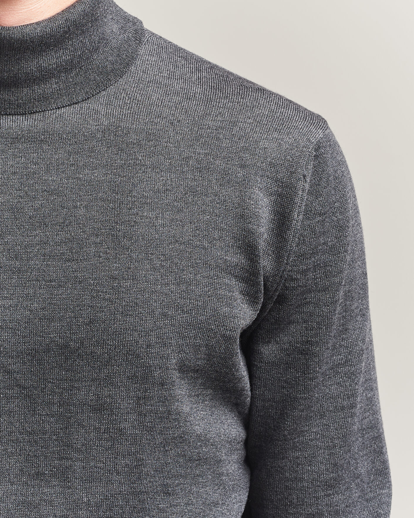 Herren | Pullover | Stenströms | Merino Rollneck Dark Grey