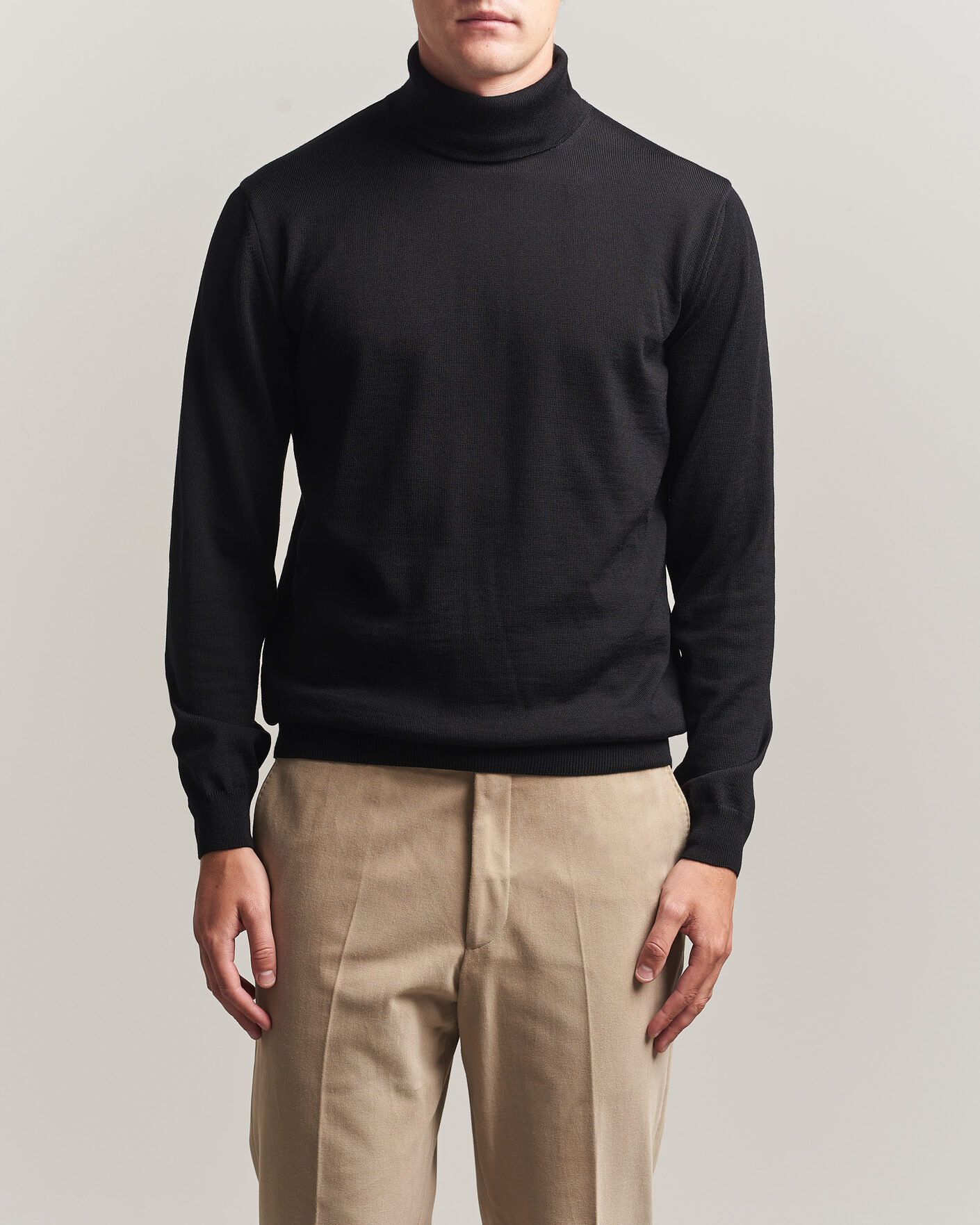 Herren | Pullover | Stenströms | Merino Rollneck Black