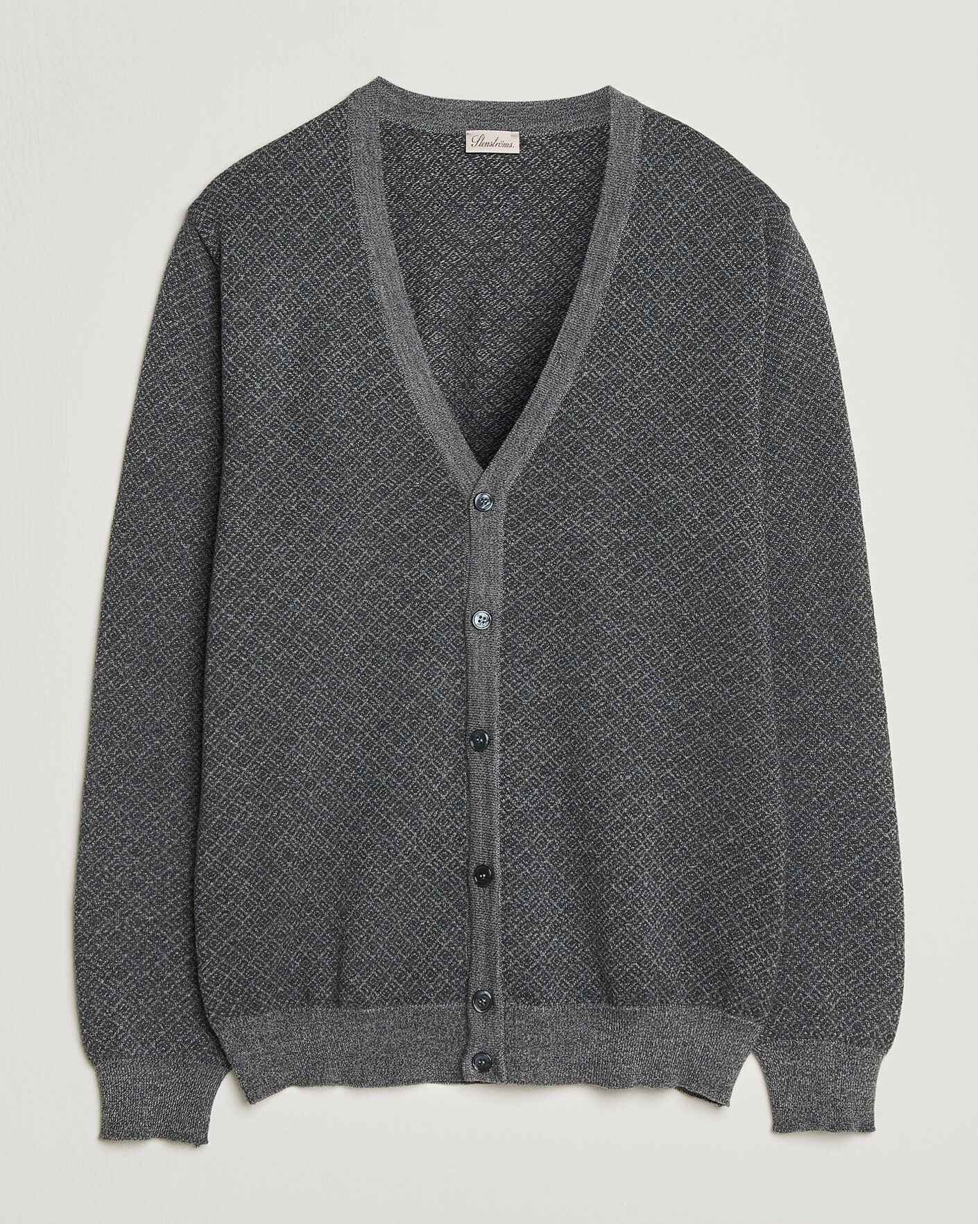 Herren | Pullover | Stenströms | Merino Jaquard Cardigan Dark Grey