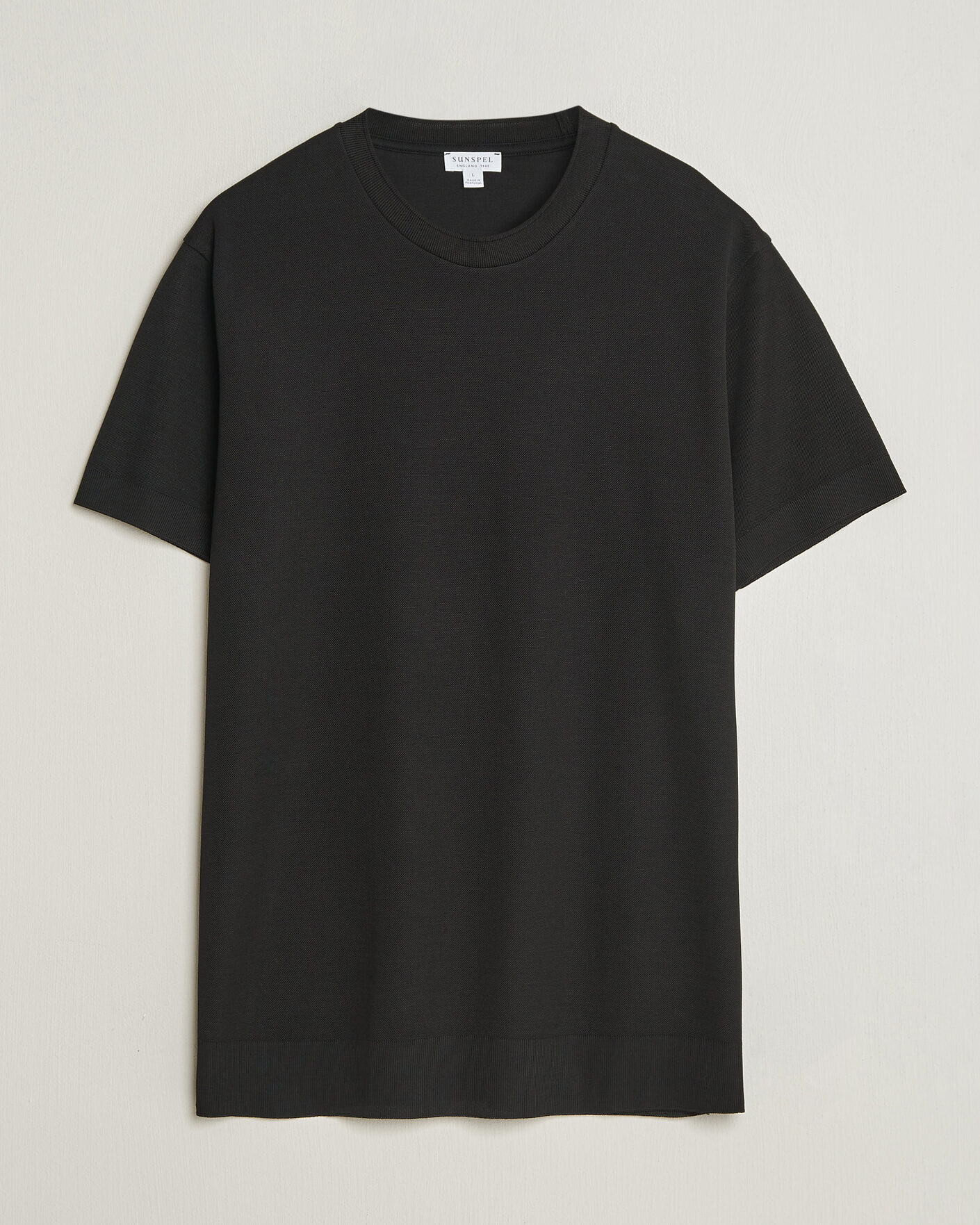Herren | T-Shirts | Sunspel | Cotton Piquet T-Shirt Black