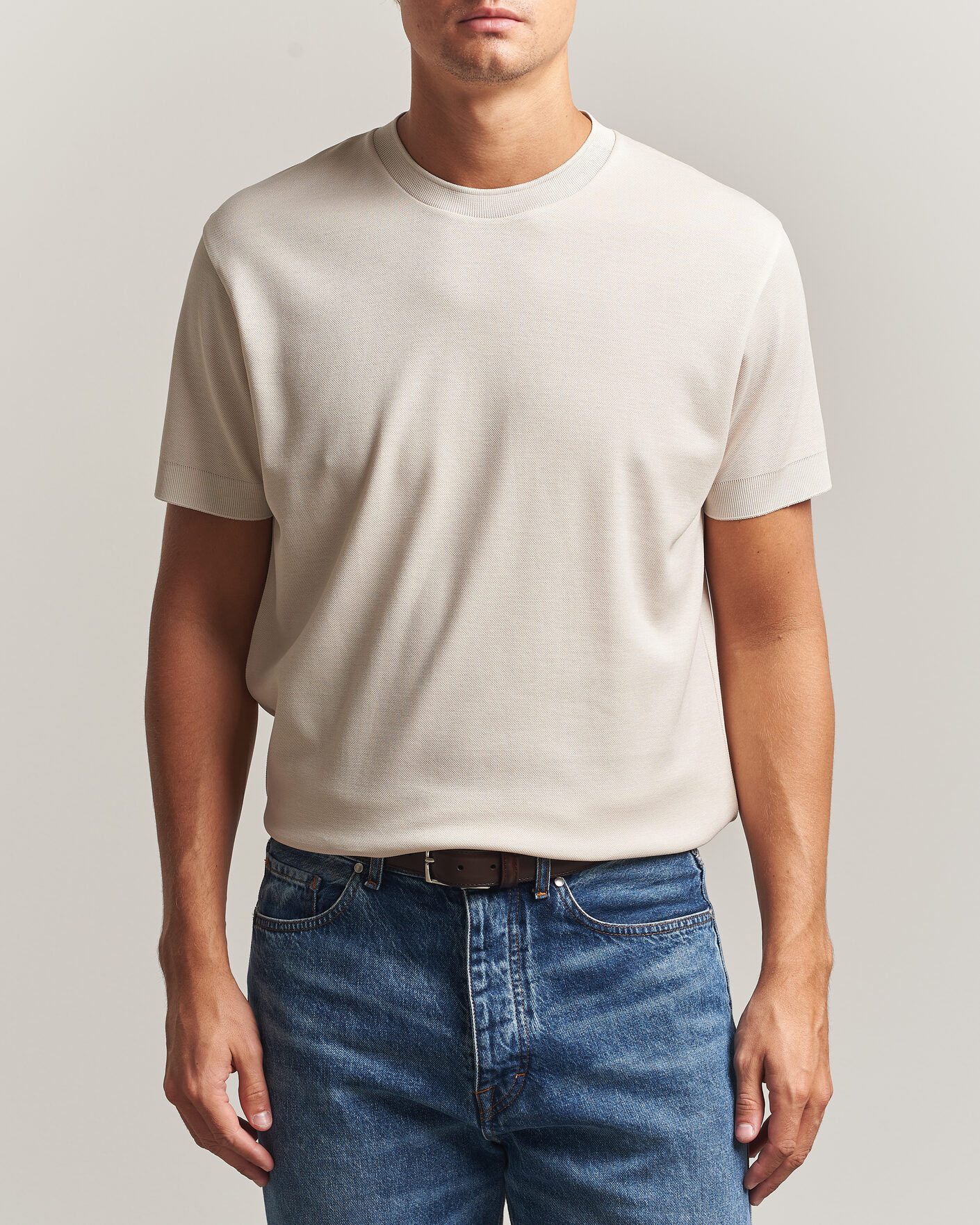 Herren | T-Shirts | Sunspel | Cotton Piquet T-Shirt Swansdown
