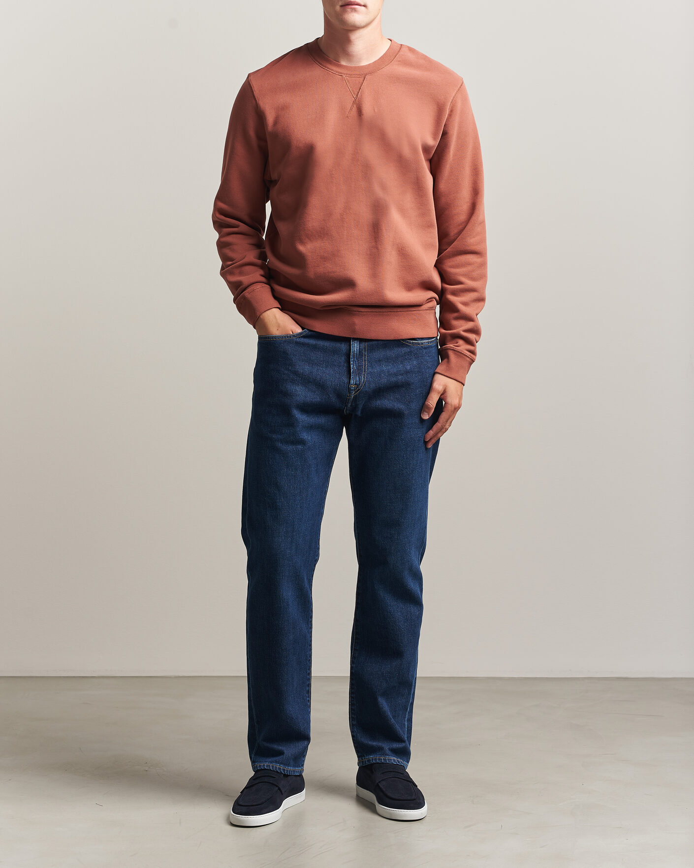 Herren | Pullover | Sunspel | Loopback Sweatshirt Dark Tabacco
