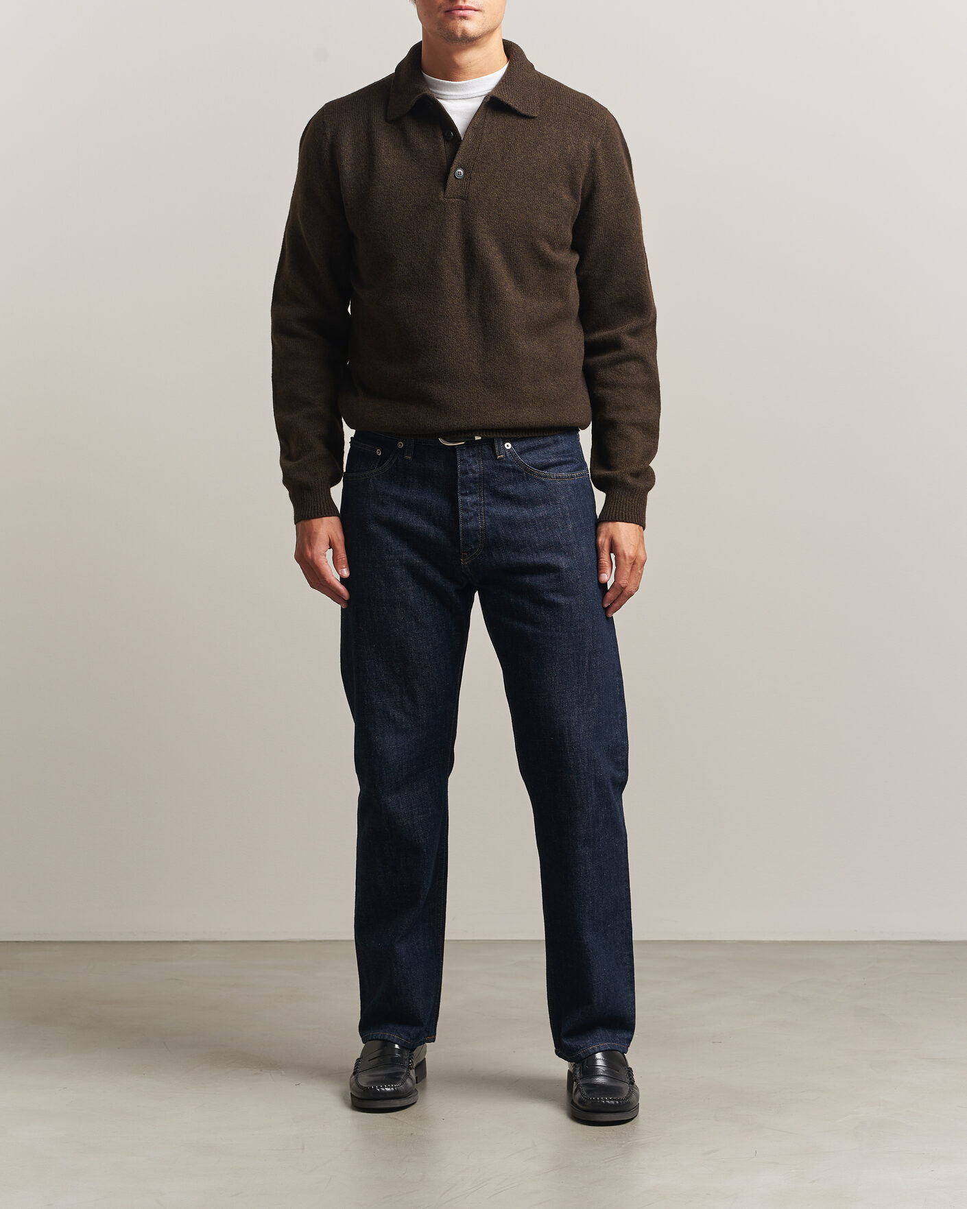 Herren | Pullover | Sunspel | Lambswool Poloshirt Loden Twist