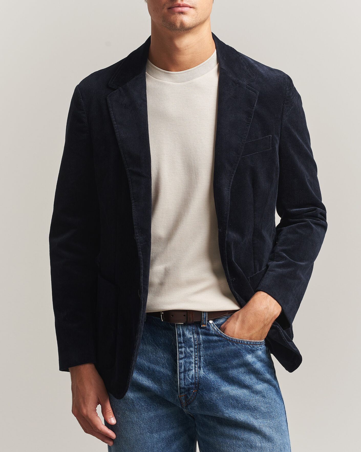 Herren | Sakkos | Sunspel | Relaxed Corduroy Blazer Navy