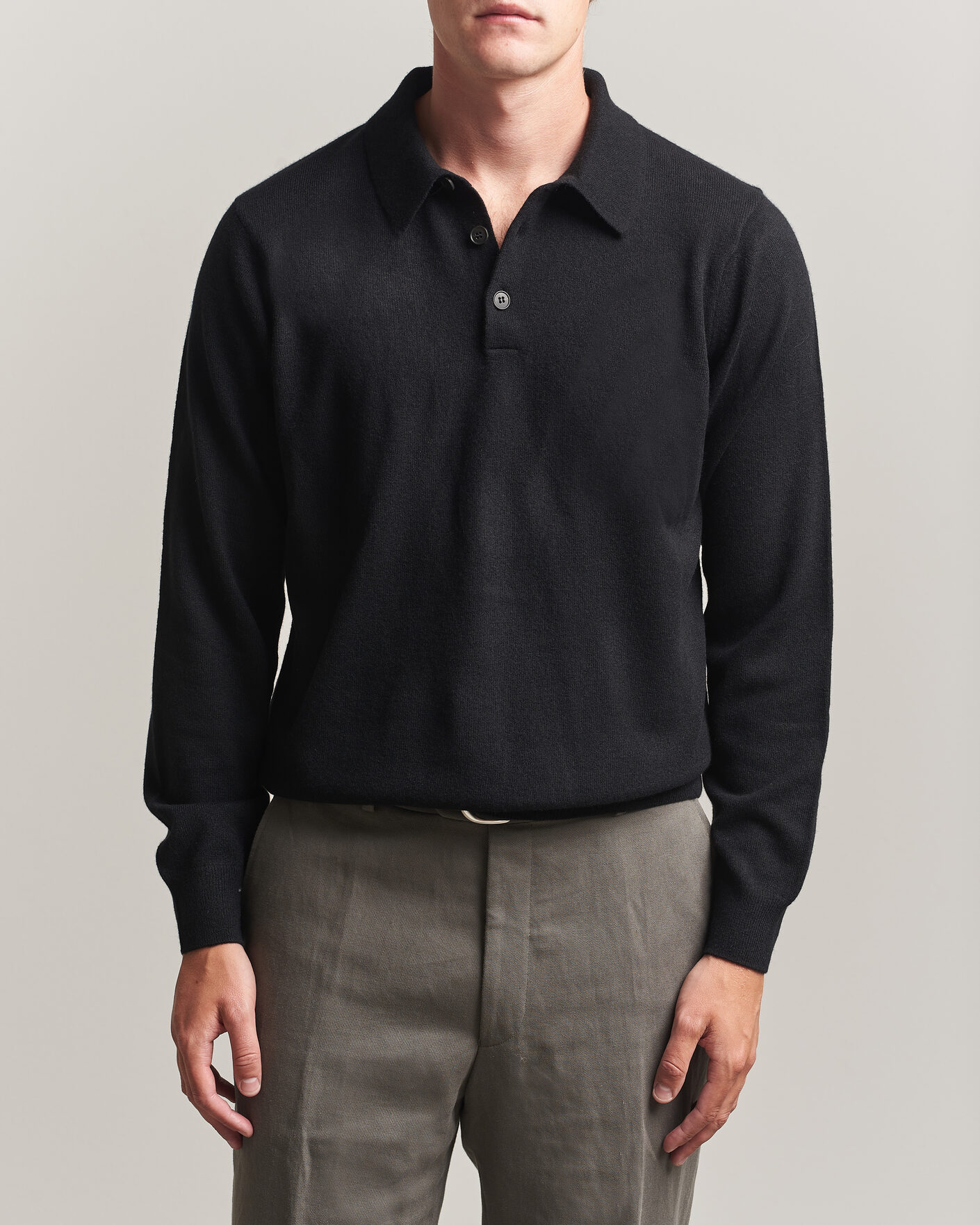 Herren | Pullover | Sunspel | Cashmere Polo Black