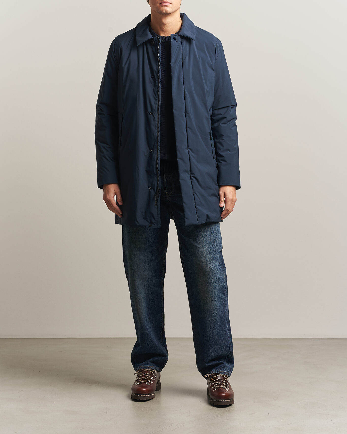 Herren | Jacken | Woolrich | Cloud Lamar Light Padded Coat Melton Blue