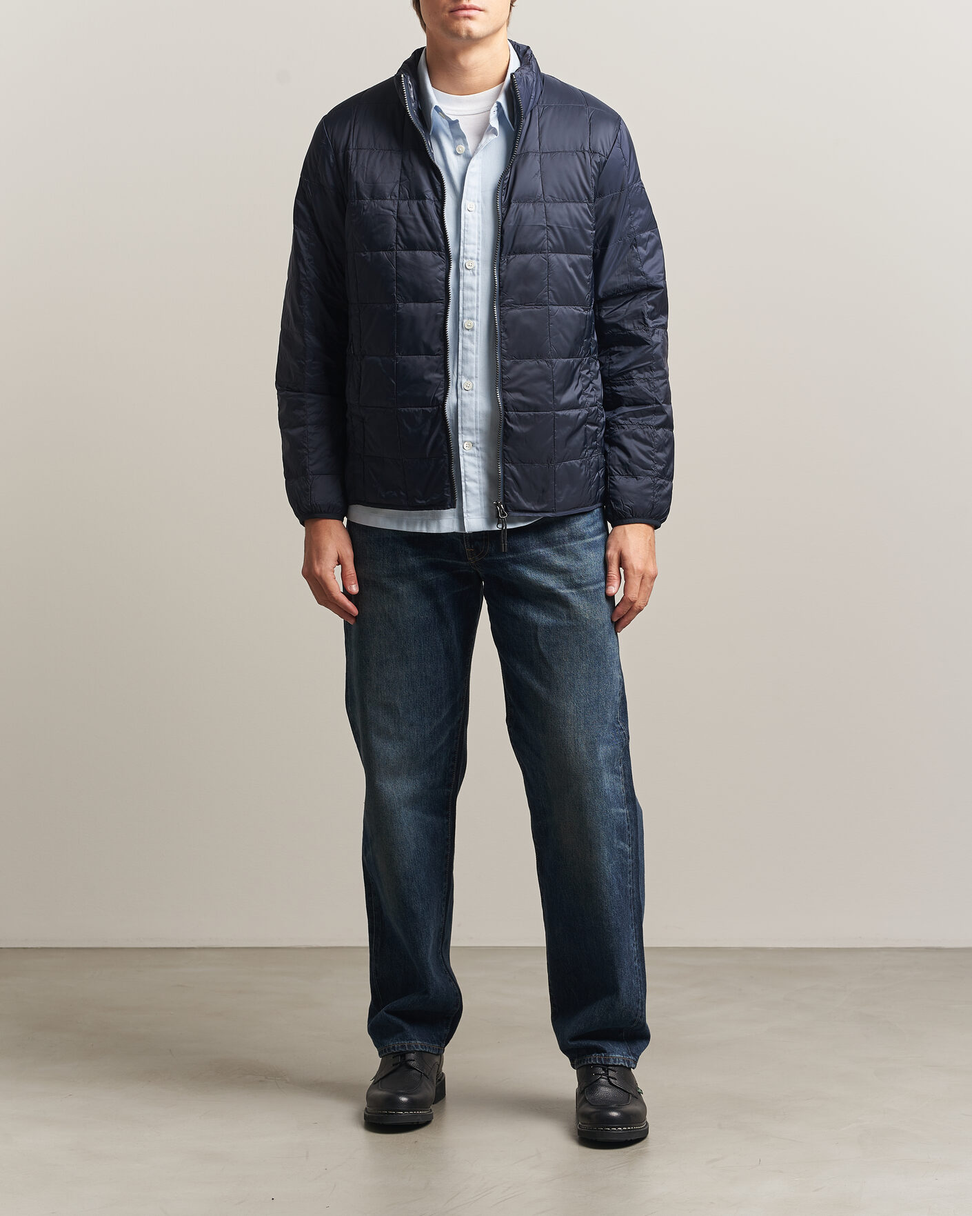 Herren | Jacken | TAION | High Neck Full Zip Lightweight Down Jacket Dark Navy