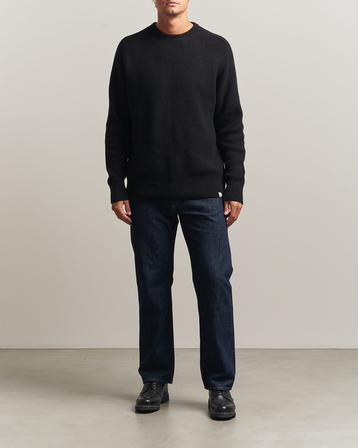 Herren | Pullover | Merz b. Schwanen | Merino/Cashmere Knitted Sweater Deep Black