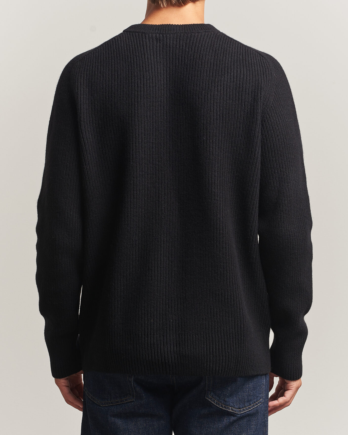 Herren | Pullover | Merz b. Schwanen | Merino/Cashmere Knitted Sweater Deep Black