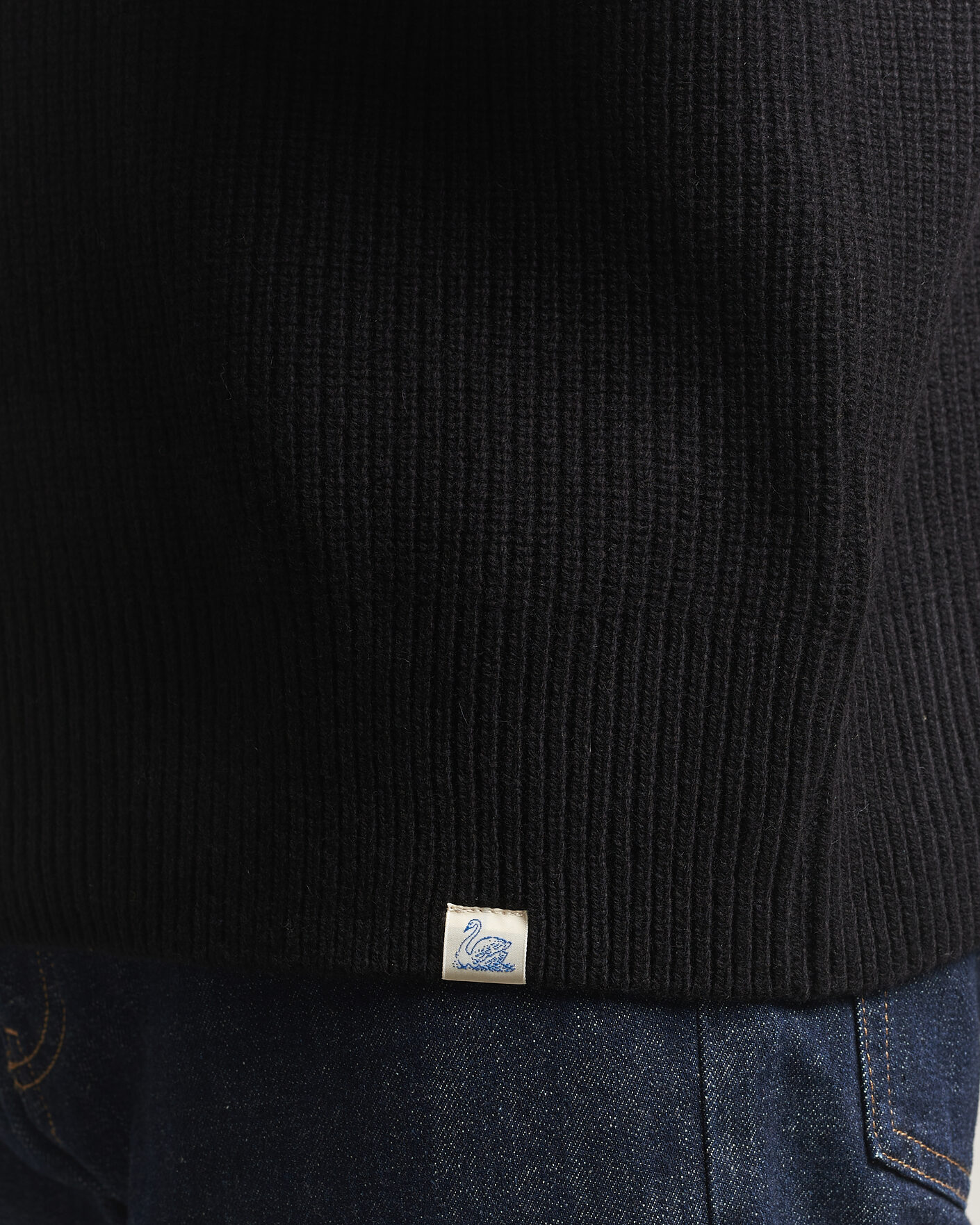 Herren | Pullover | Merz b. Schwanen | Merino/Cashmere Knitted Sweater Deep Black