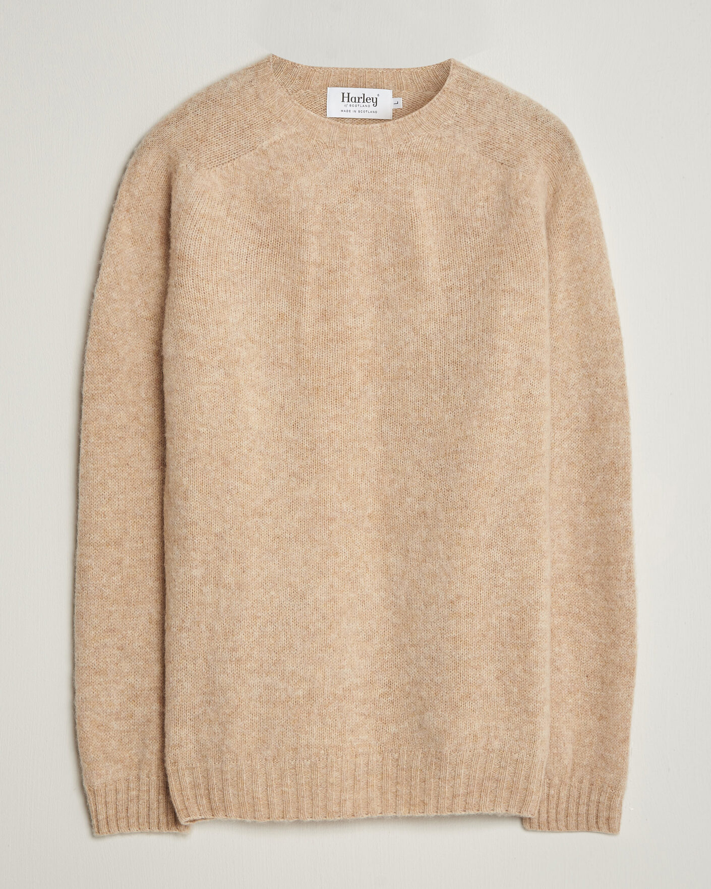 Herren | Pullover | Harley Of Scotland | Brushed Supersoft Lambswool Crewneck Calico