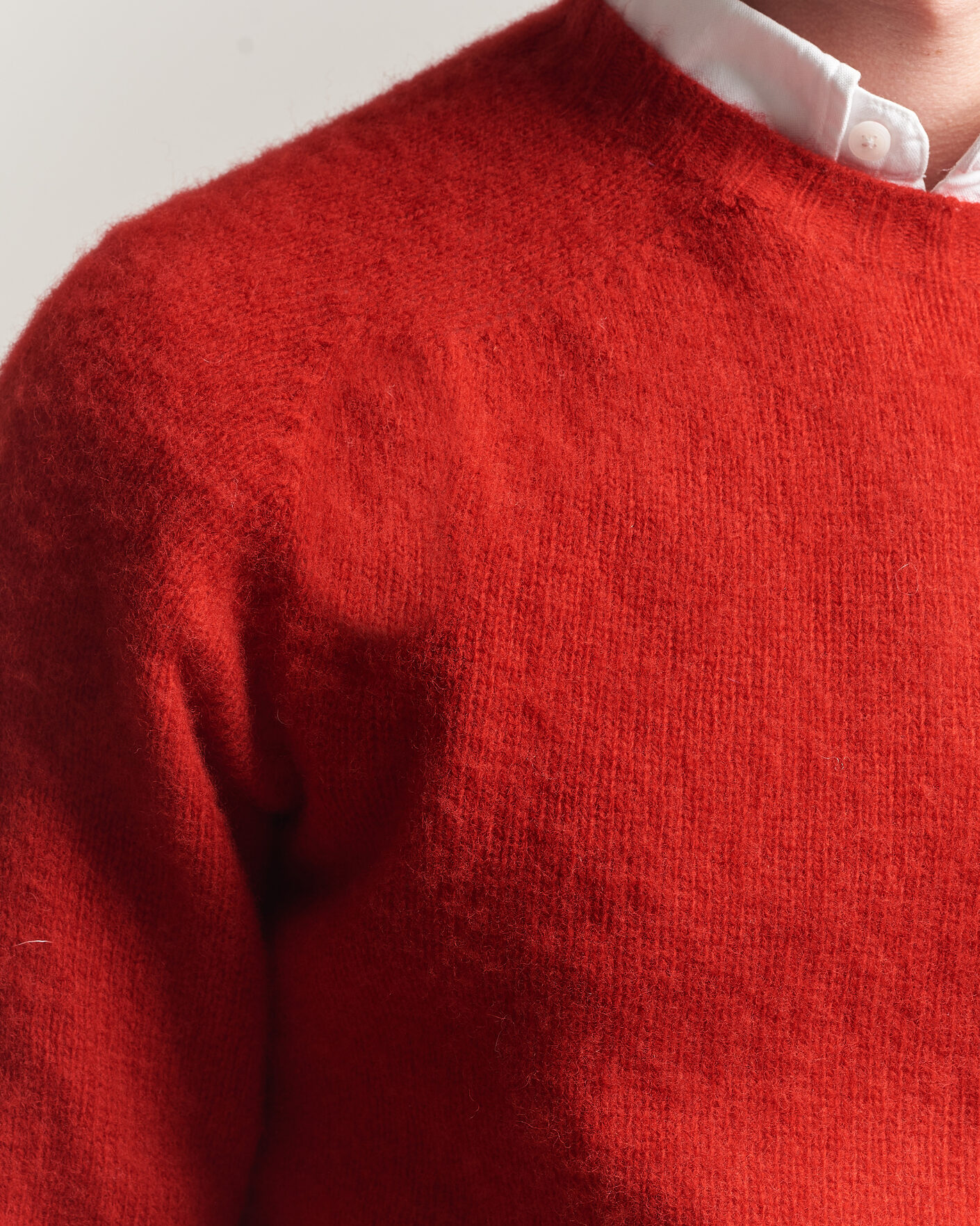 Herren | Pullover | Harley Of Scotland | Brushed Supersoft Lambswool Crewneck Cardinal