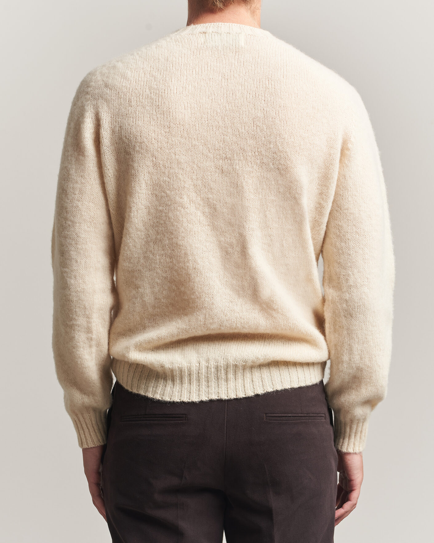 Herren | Pullover | Harley Of Scotland | Brushed Supersoft Lambswool Crewneck Vanilla