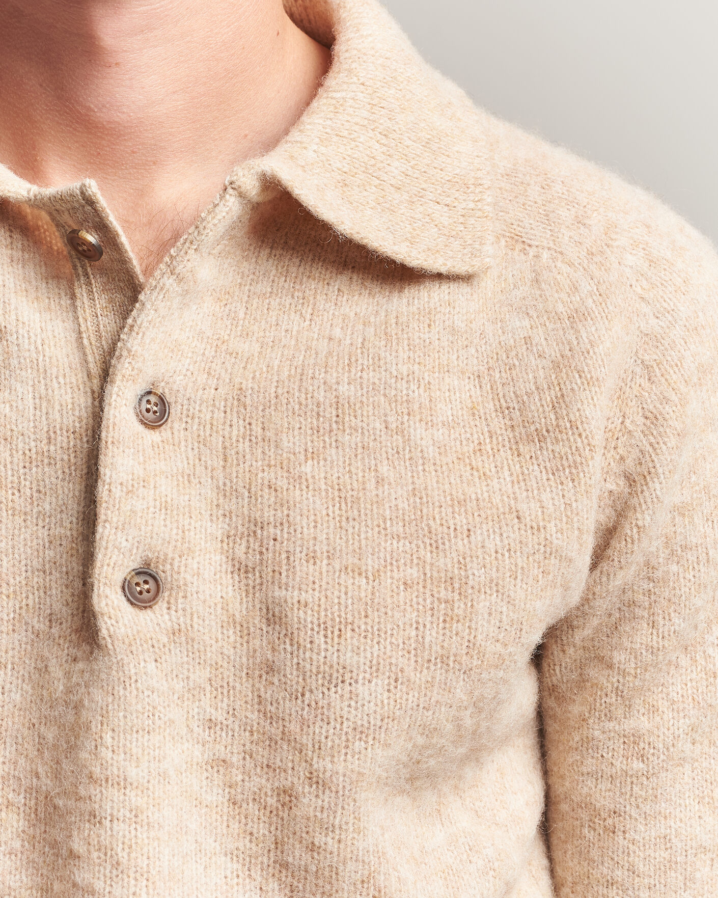 Herren | Pullover | Harley Of Scotland | Brushed Supersoft Lambswool Polo Calico