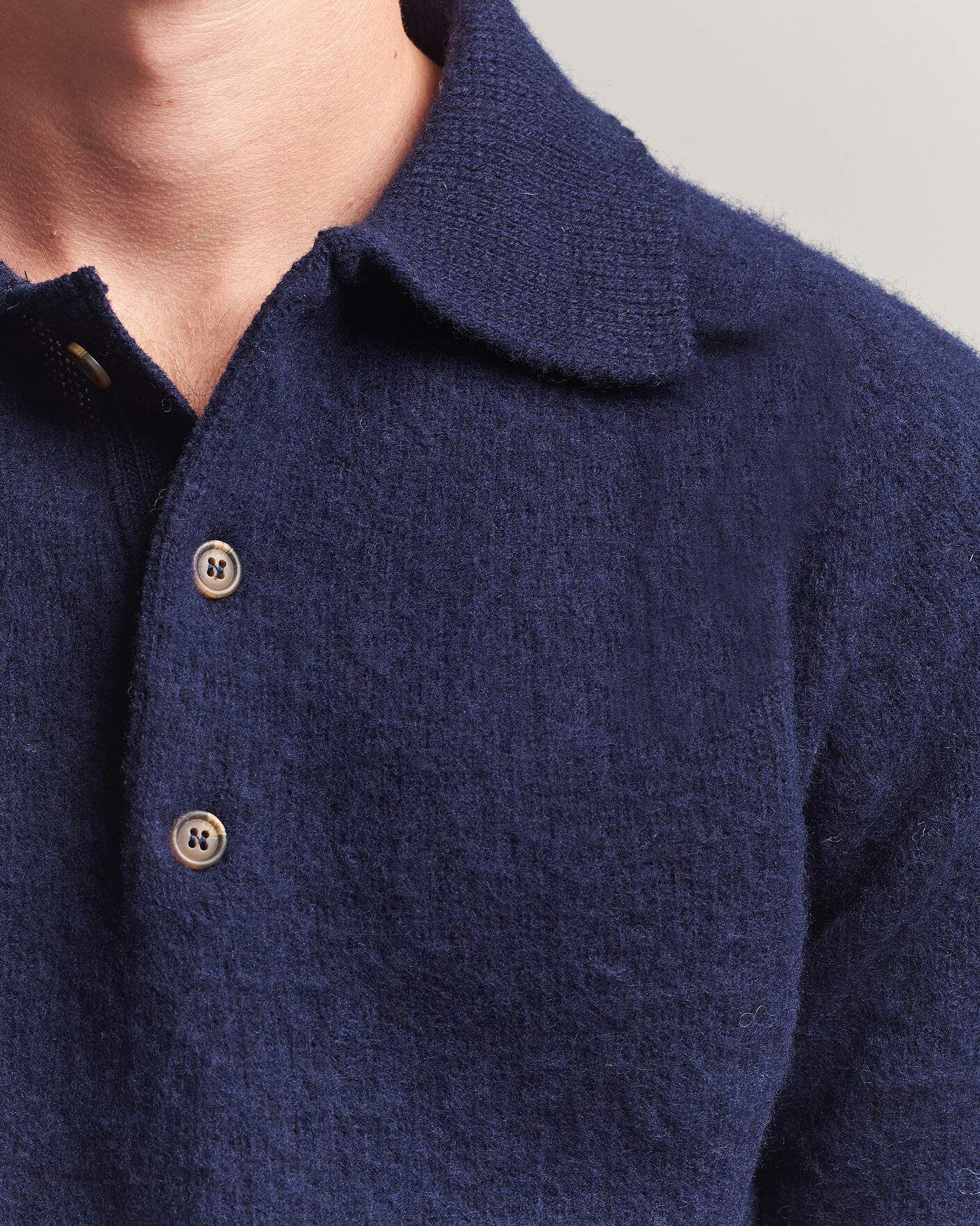Herren | Pullover | Harley Of Scotland | Brushed Supersoft Lambswool Polo Navy