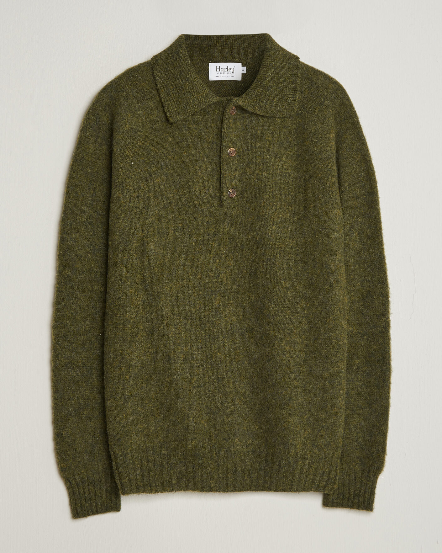Herren | Pullover | Harley Of Scotland | Brushed Supersoft Lambswool Polo Scots Pine