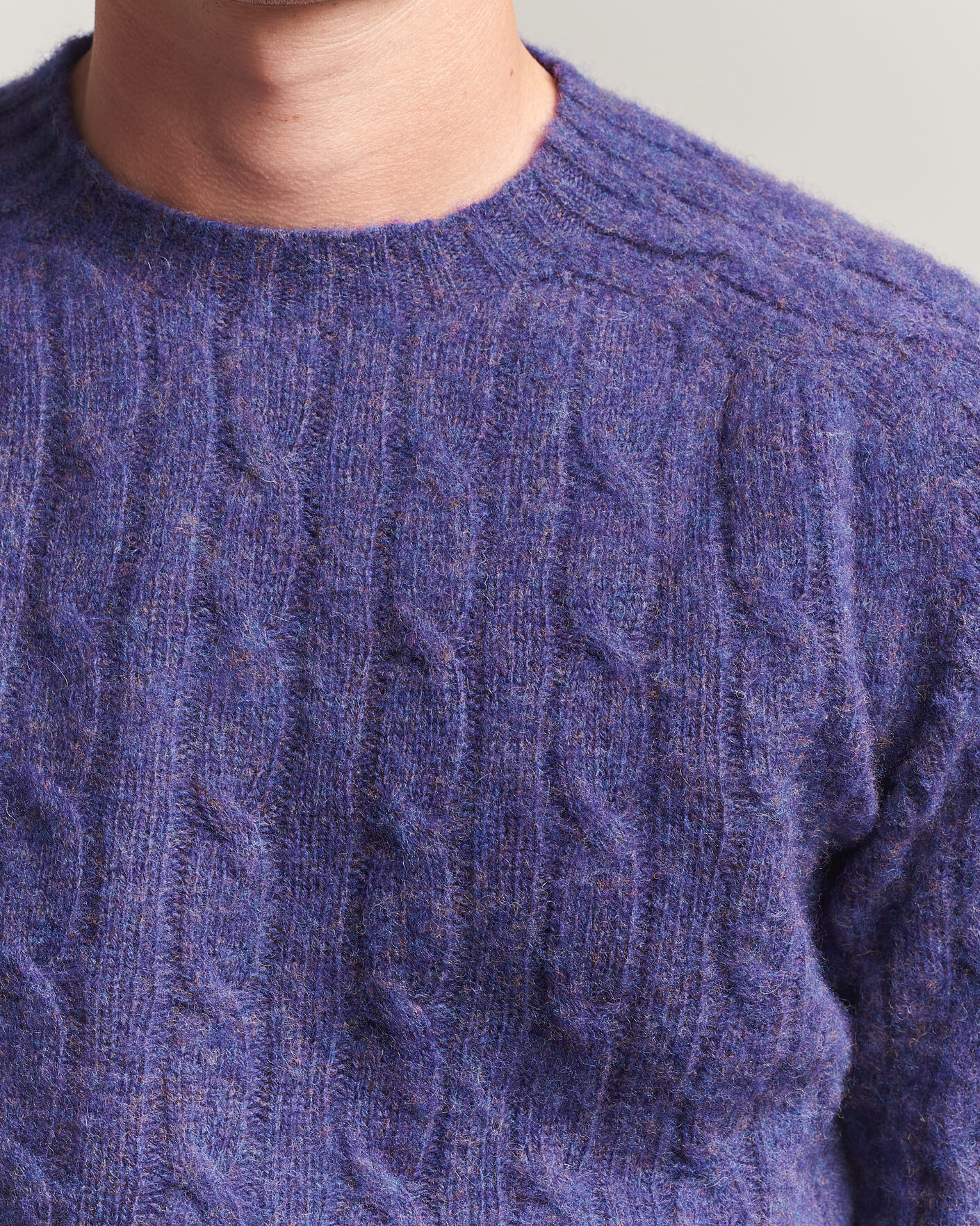 Herren | Pullover | Harley Of Scotland | Brushed Supersoft Lambswool Cable Iris