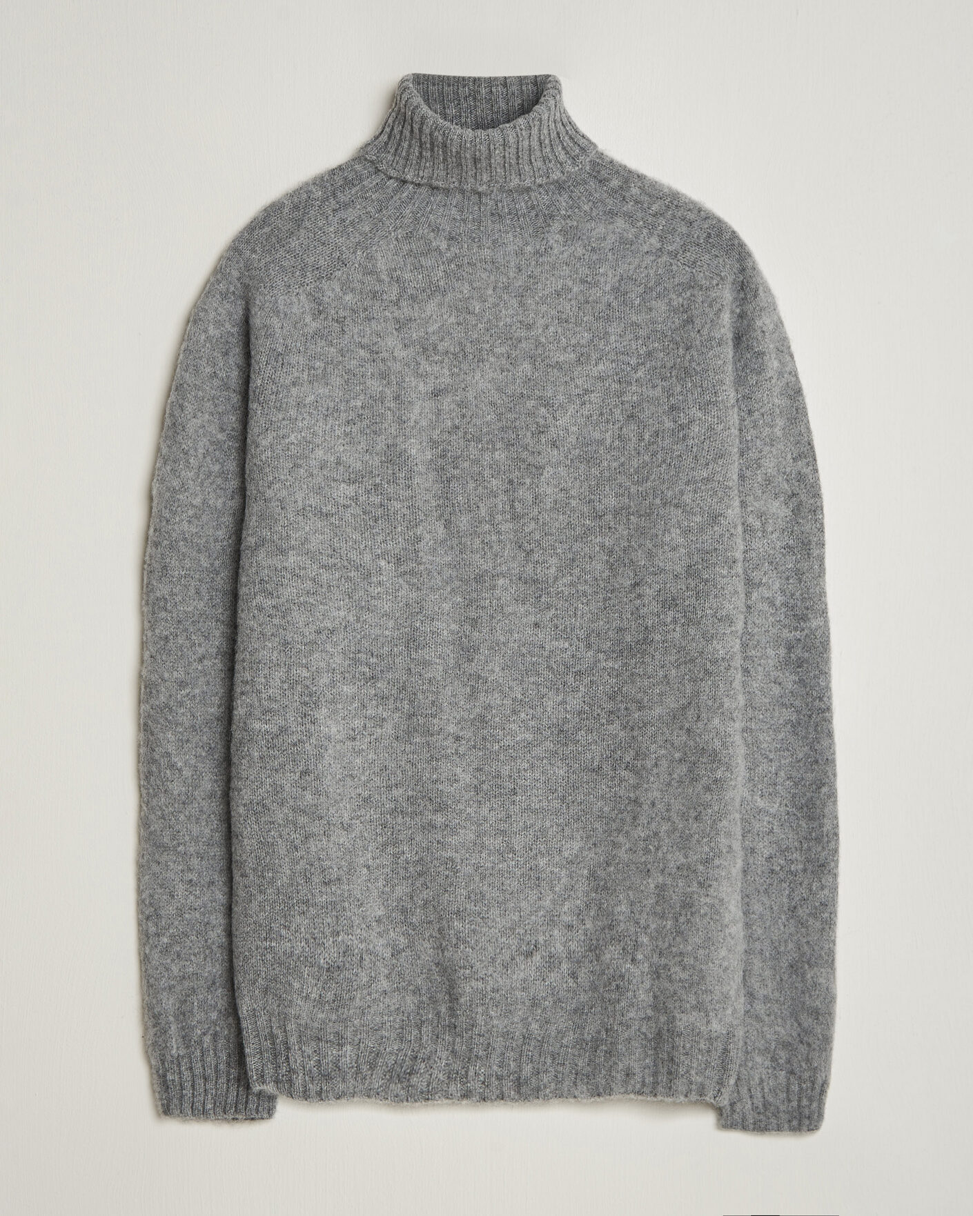 Herren | Pullover | Harley Of Scotland | Brushed Supersoft Lambswool Rollneck Mid Grey