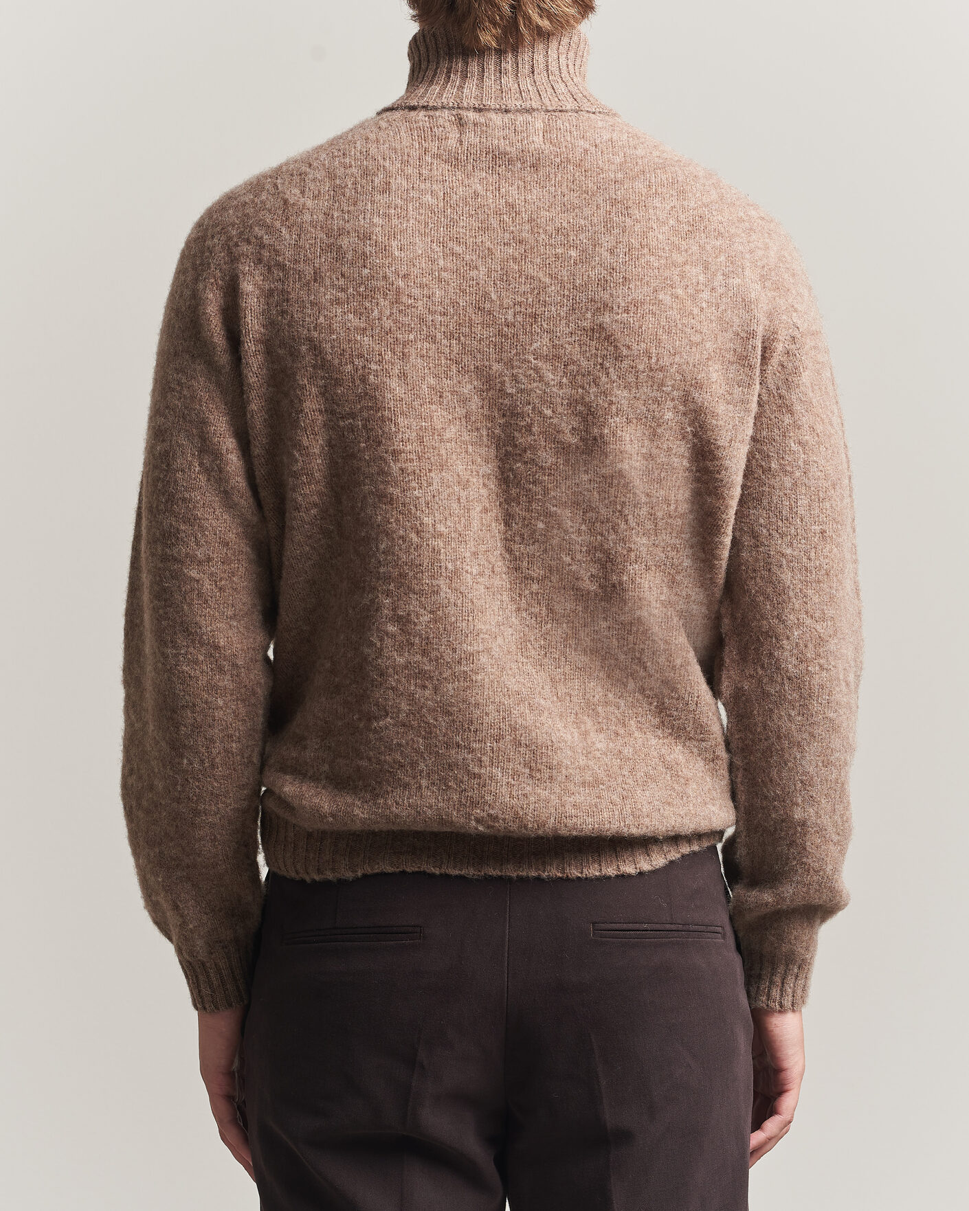 Herren | Pullover | Harley Of Scotland | Brushed Supersoft Lambswool Rollneck Tundra