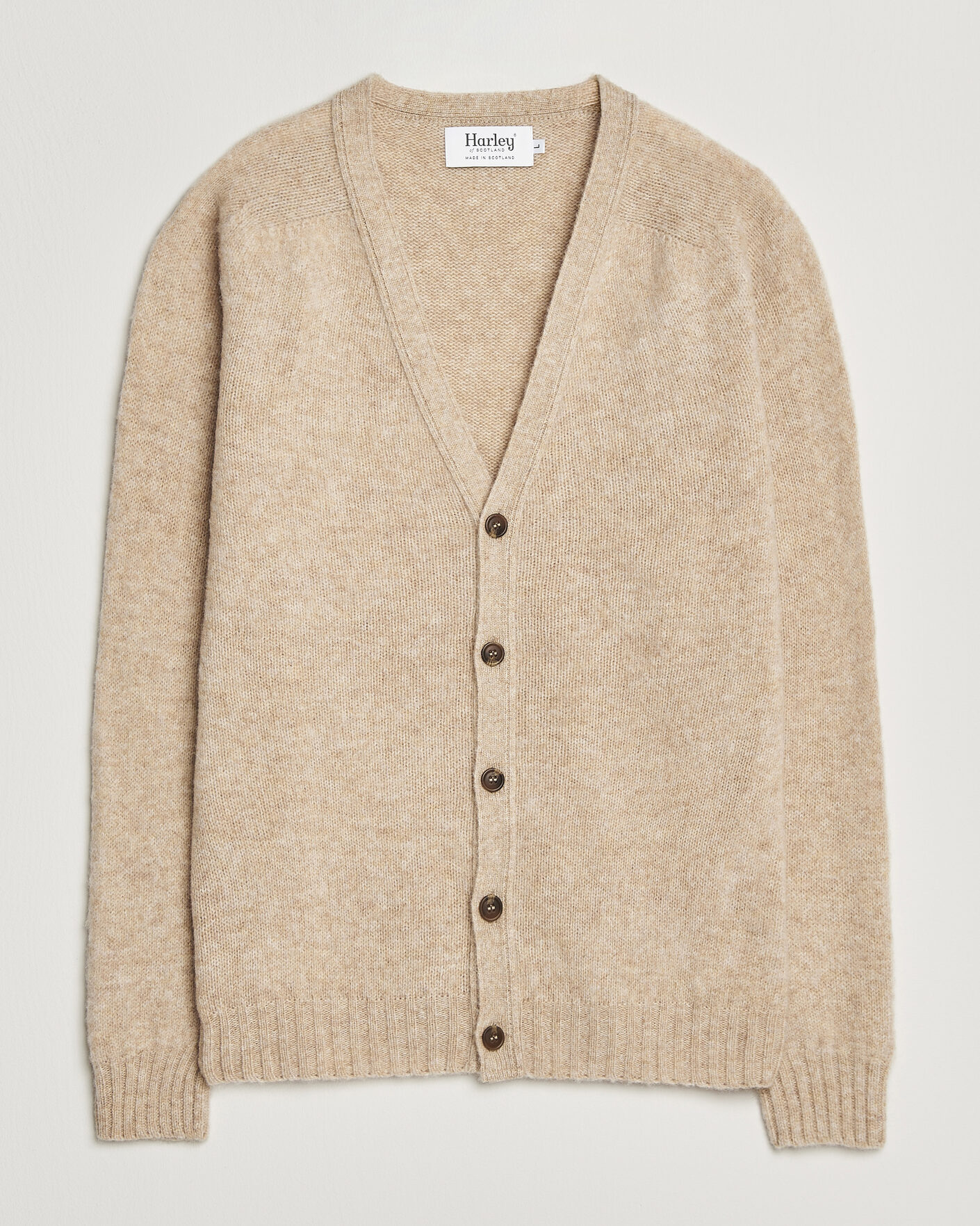 Herren | Pullover | Harley Of Scotland | Brushed Supersoft Lambswool Cardigan Calico