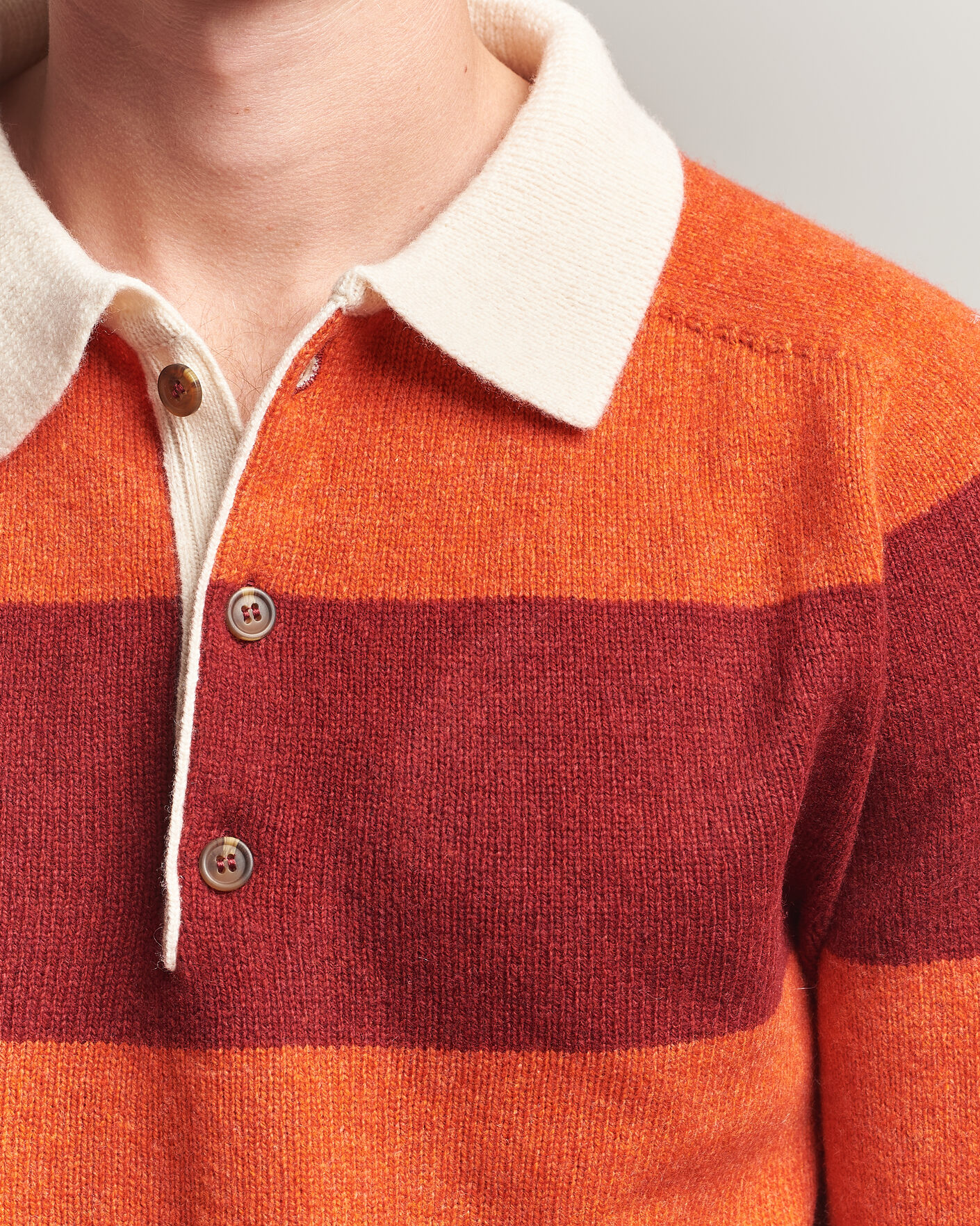 Herren | Pullover | Harley Of Scotland | Supersoft 2ply Lambswool Rugby Red/Orange
