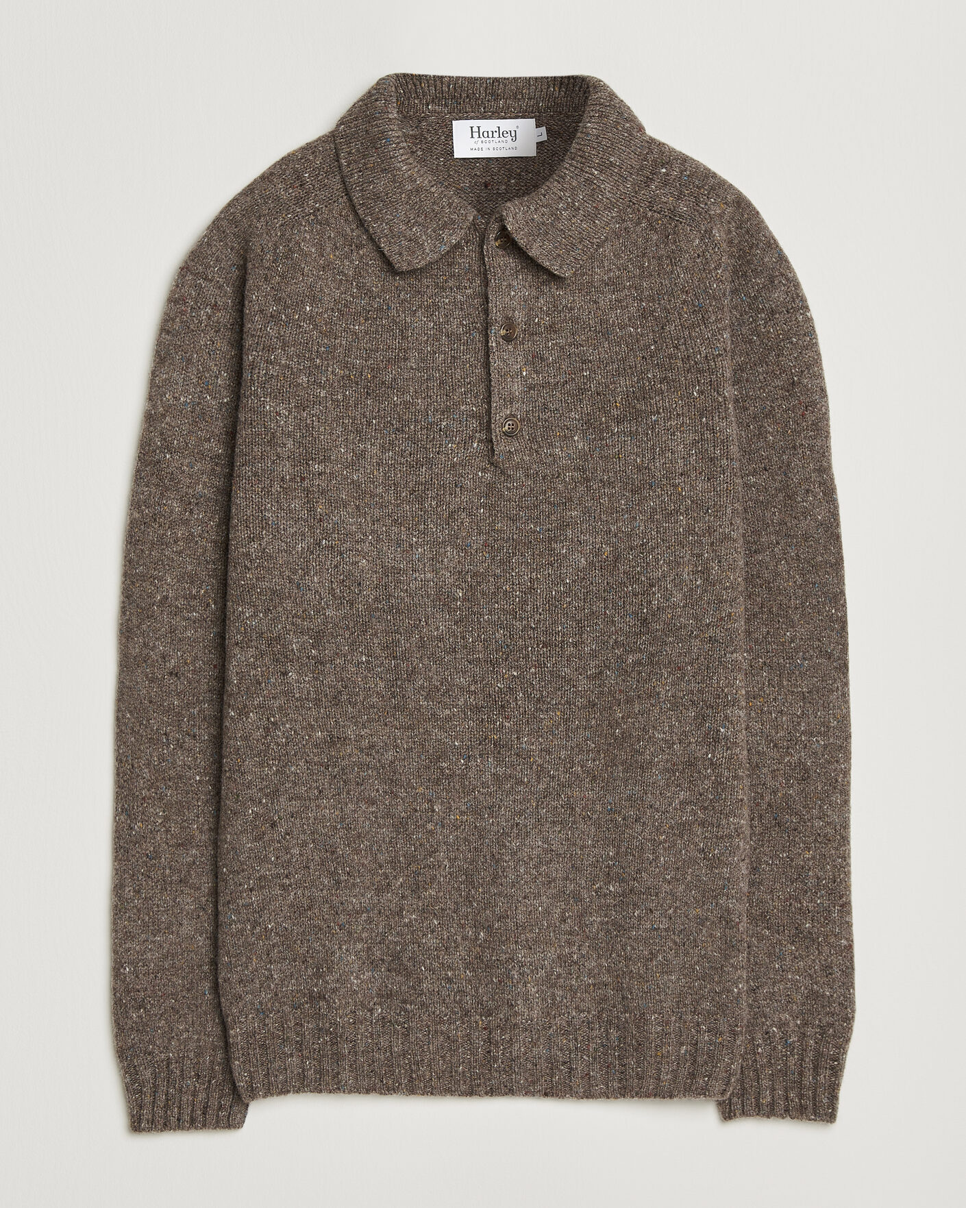 Herren | Pullover | Harley Of Scotland | Donegal Wool Polo Brown