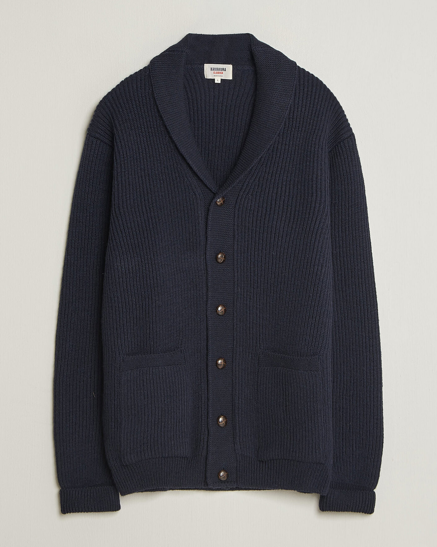 Herren | Pullover | Kamakura Shirts | McQueen Shawl Collar Cardigan Navy