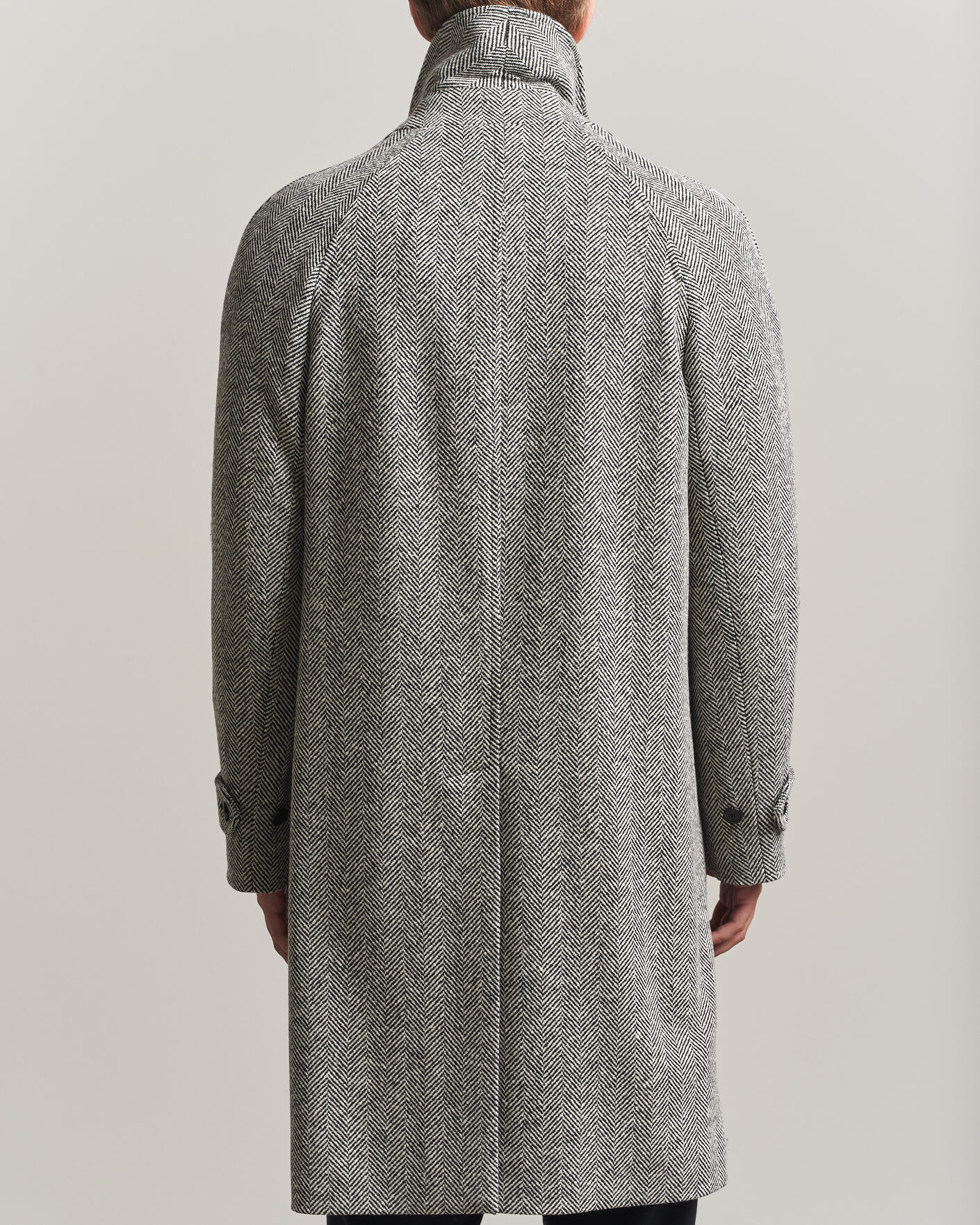 Herren | Jacken | Lardini | Wool Herringbone Raglan Coat Dark Grey