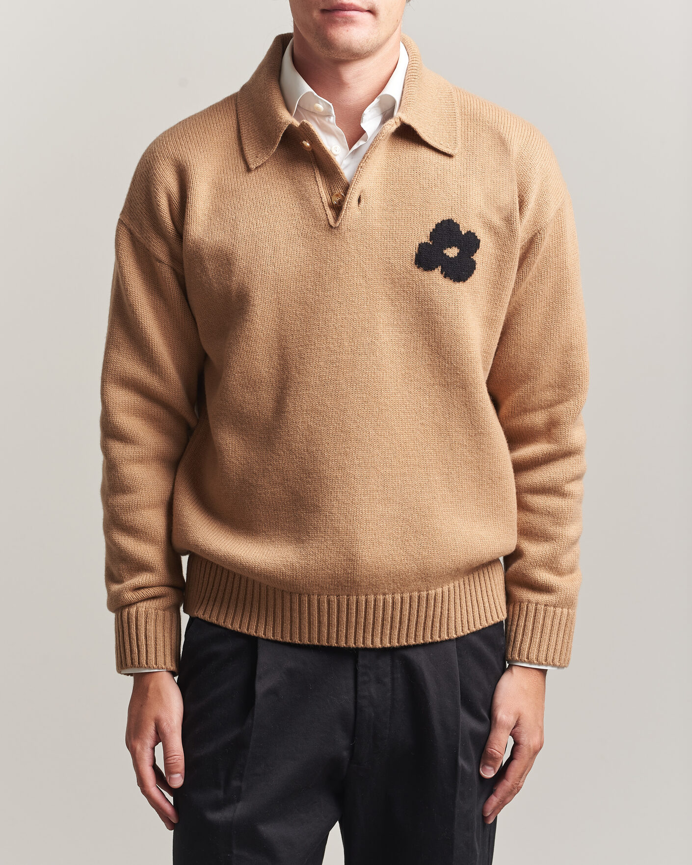 Herren | Pullover | Lardini | Knitted Wool/Cashmere Polo Brown