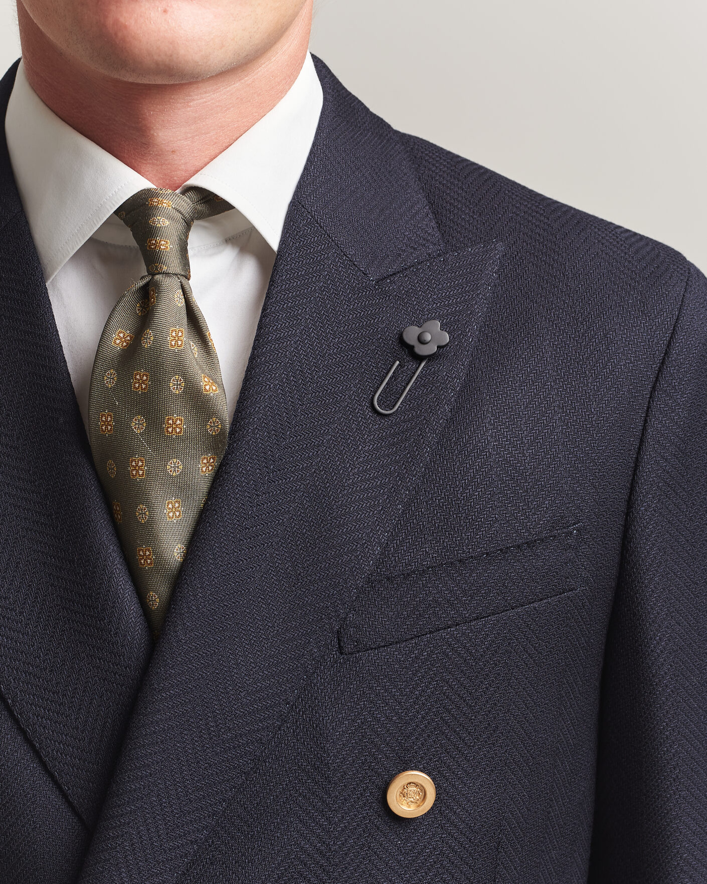Herren | Sakkos | Lardini | Double Breasted Herringbone Wool Blazer Navy