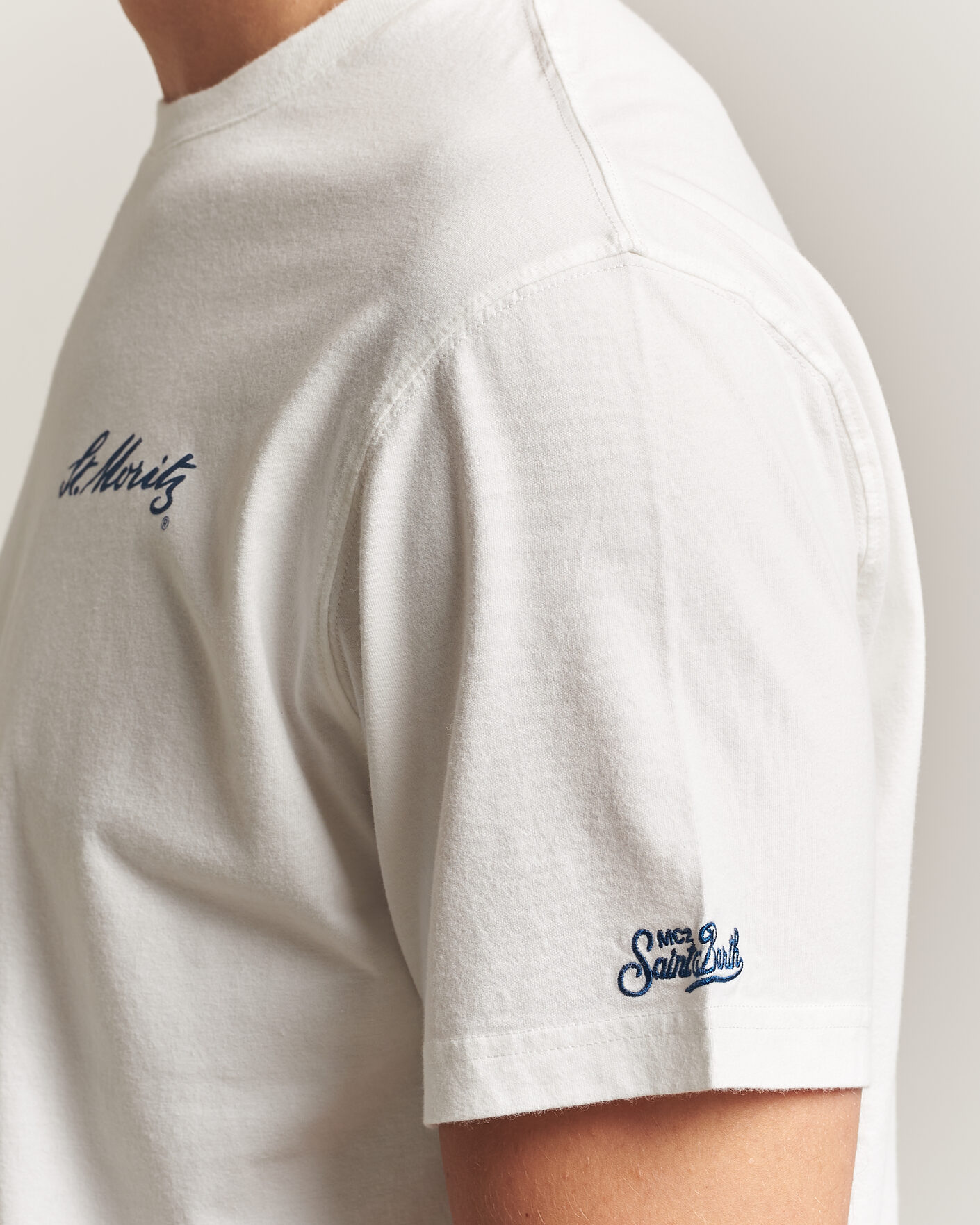 Herren | T-Shirts | MC2 Saint Barth | Back Printed Cotton T-Shirt St Moritz Racing