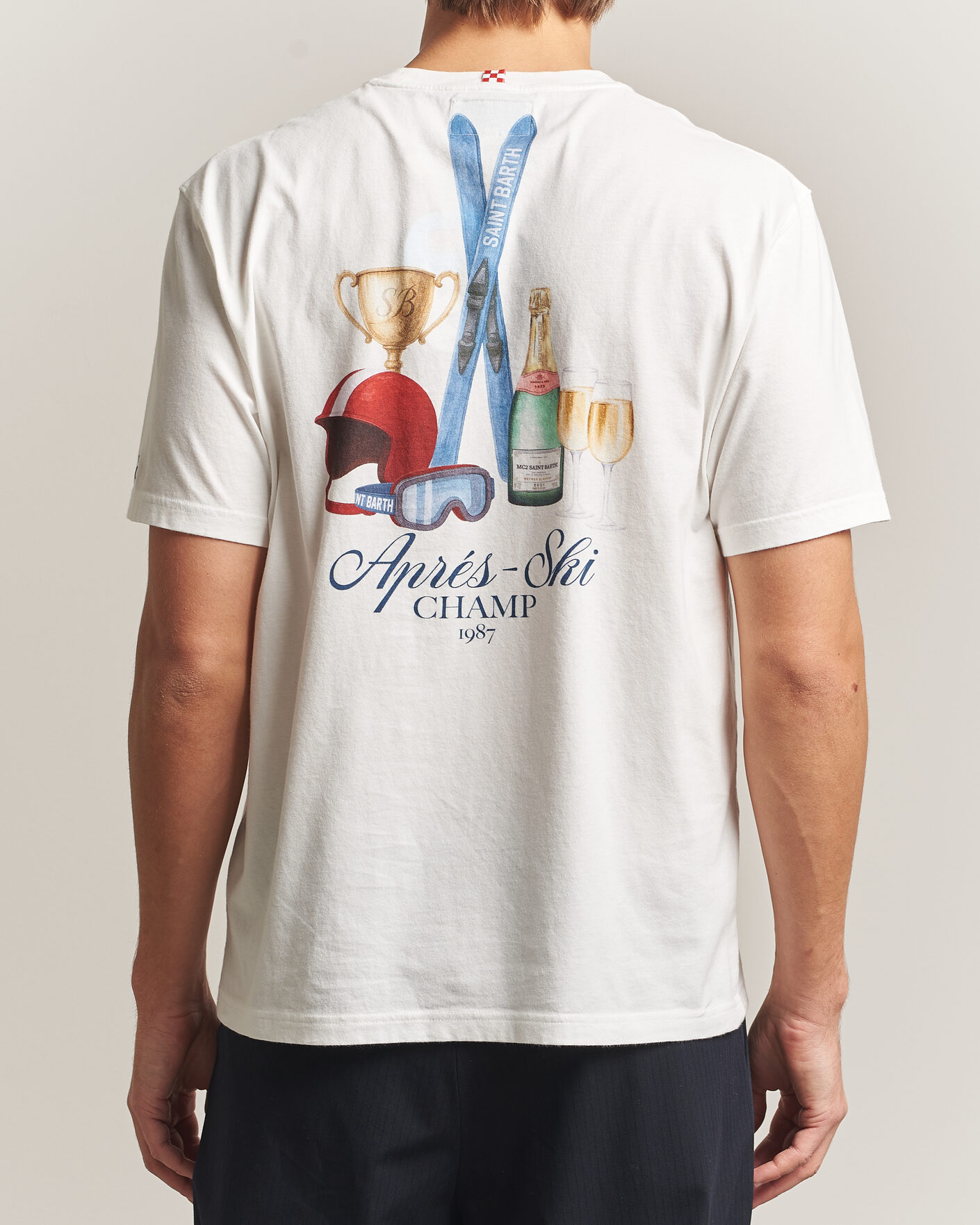 Herren | T-Shirts | MC2 Saint Barth | Back Printed Cotton T-Shirt Ski Post Race