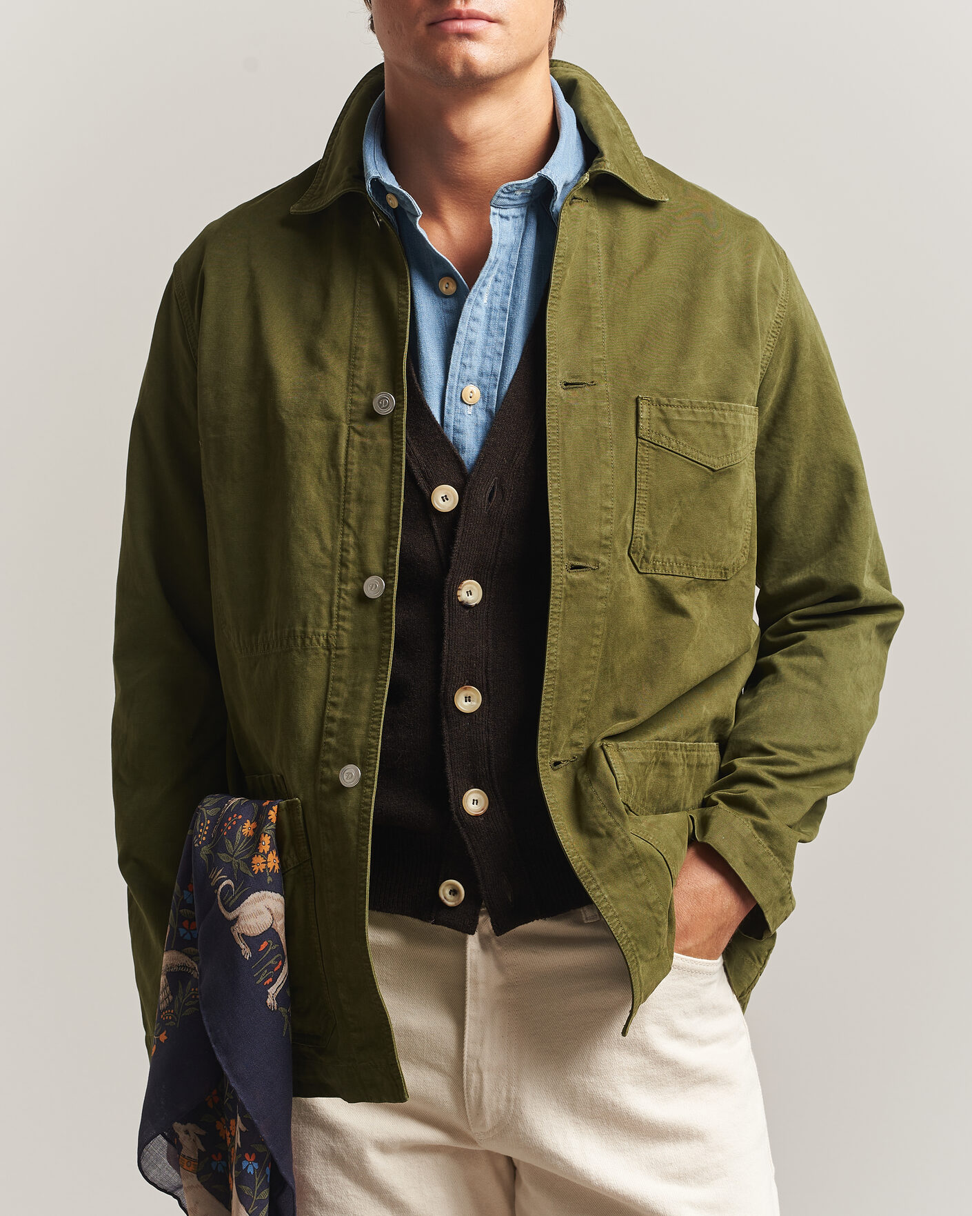 Herren | Jacken | Drake's | Duck Cotton Canvas Chore Jacket Olive