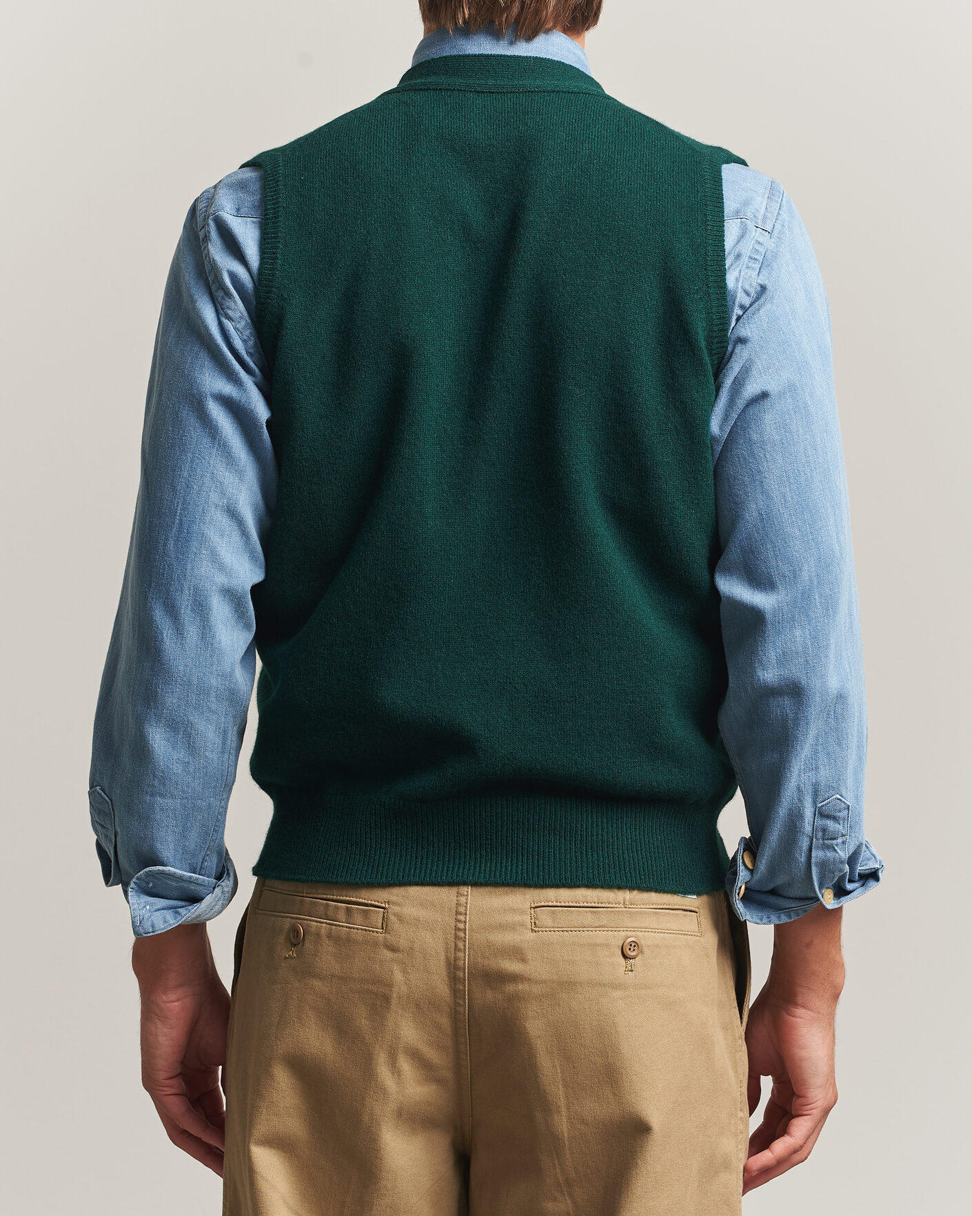 Herren | Pullover | Drake's | Lambswool Vest Cardigan Green