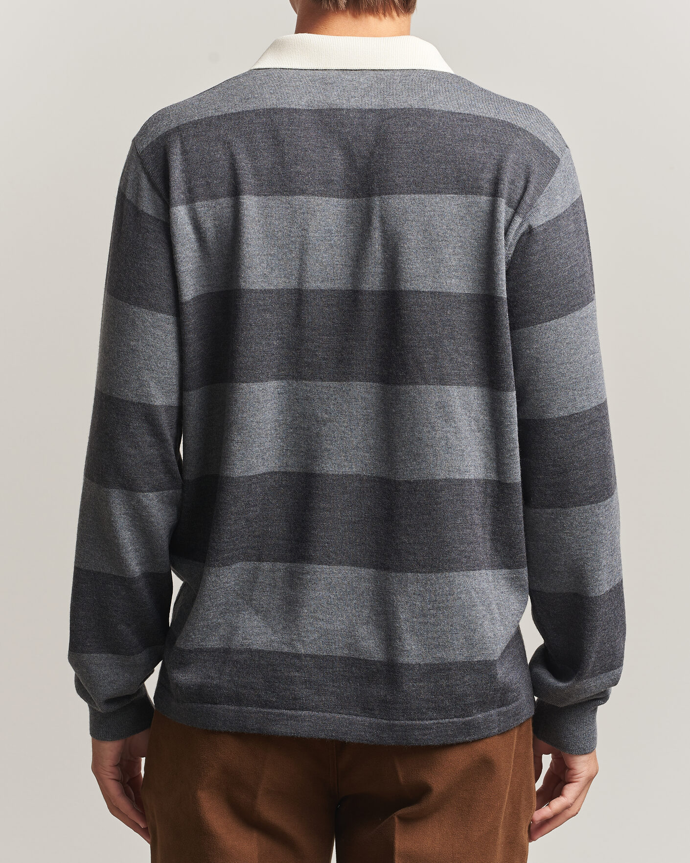 Herren | Pullover | Drake's | Block Stripe Knitted Rugby Mid Grey