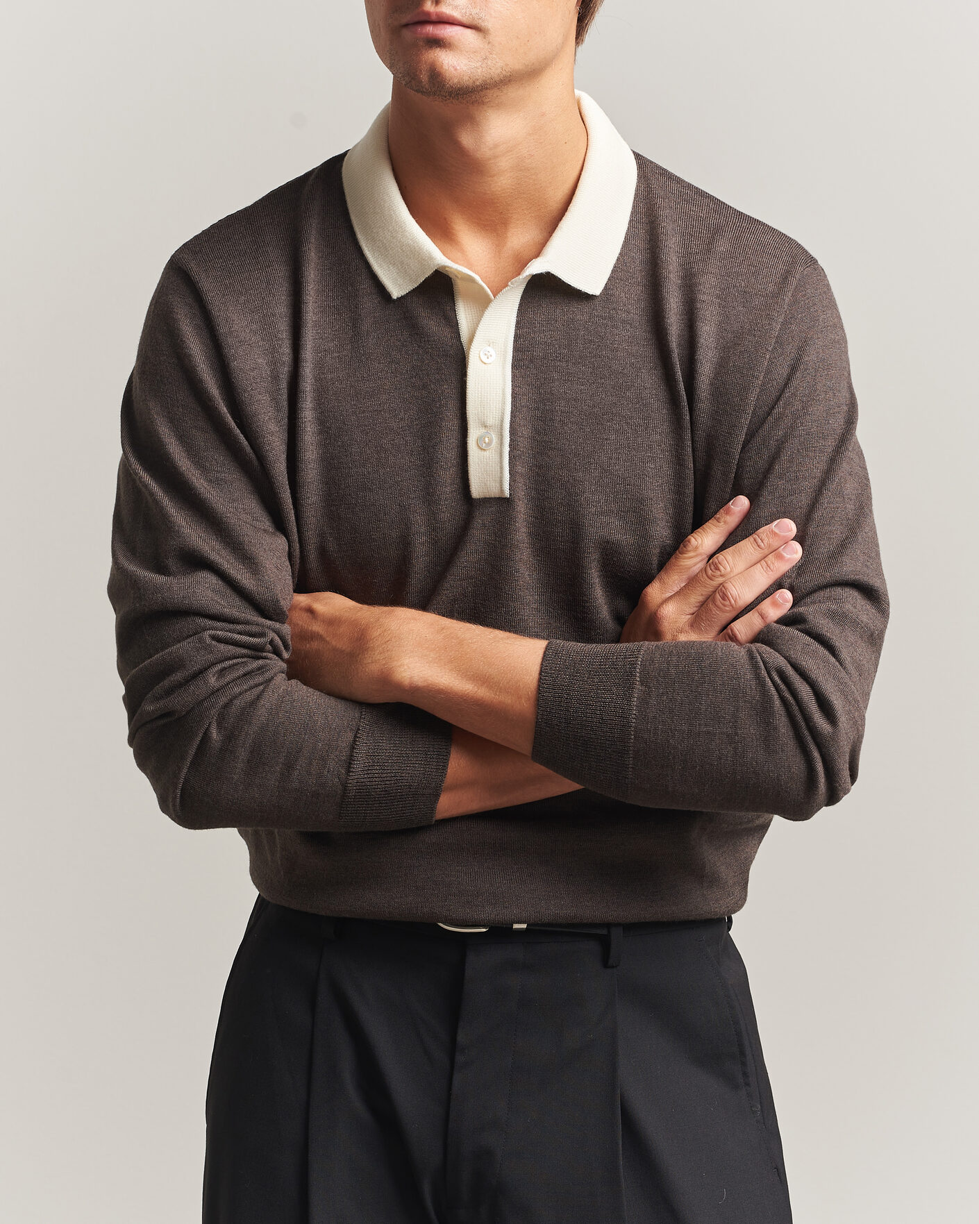 Herren | Pullover | Drake's | Solid Knitted Rugby Brown