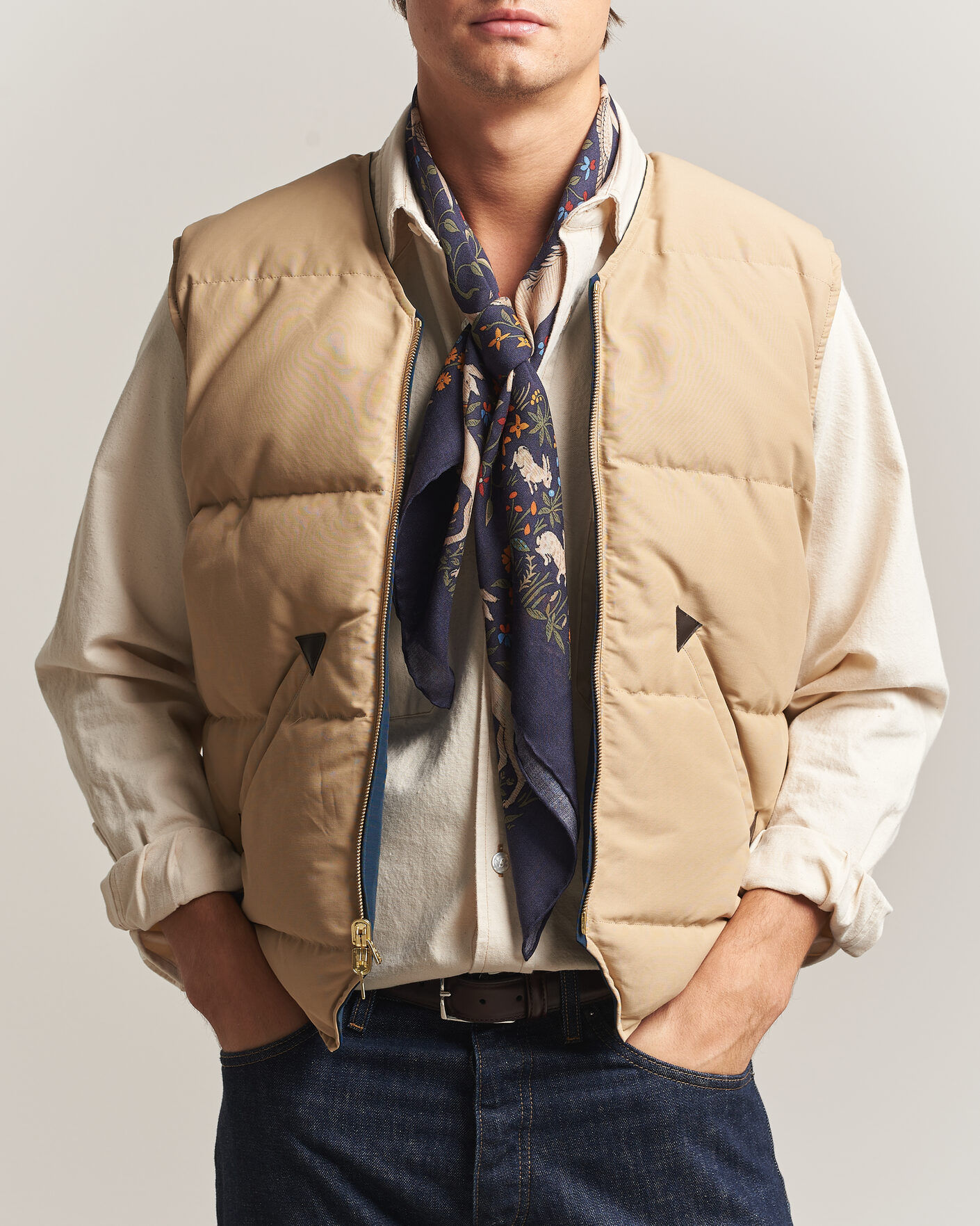 Herren | Westen | Drake's | Reversible Down Vest Petrol/Ecru