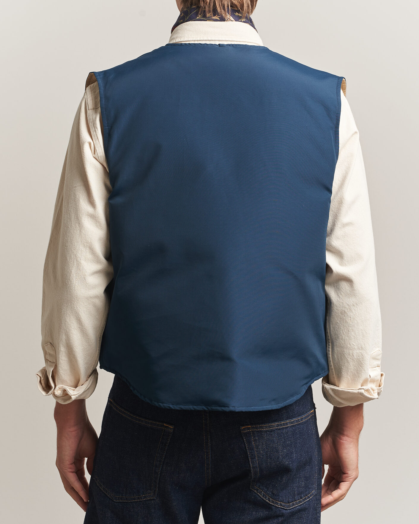Herren | Westen | Drake's | Reversible Down Vest Petrol/Ecru