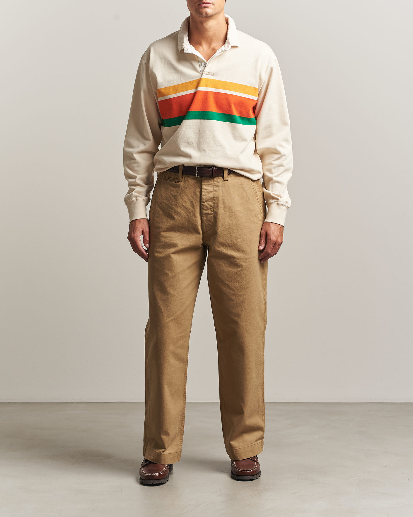 Herren | Pullover | Drake's | Middle Stripe Rugby Ecru