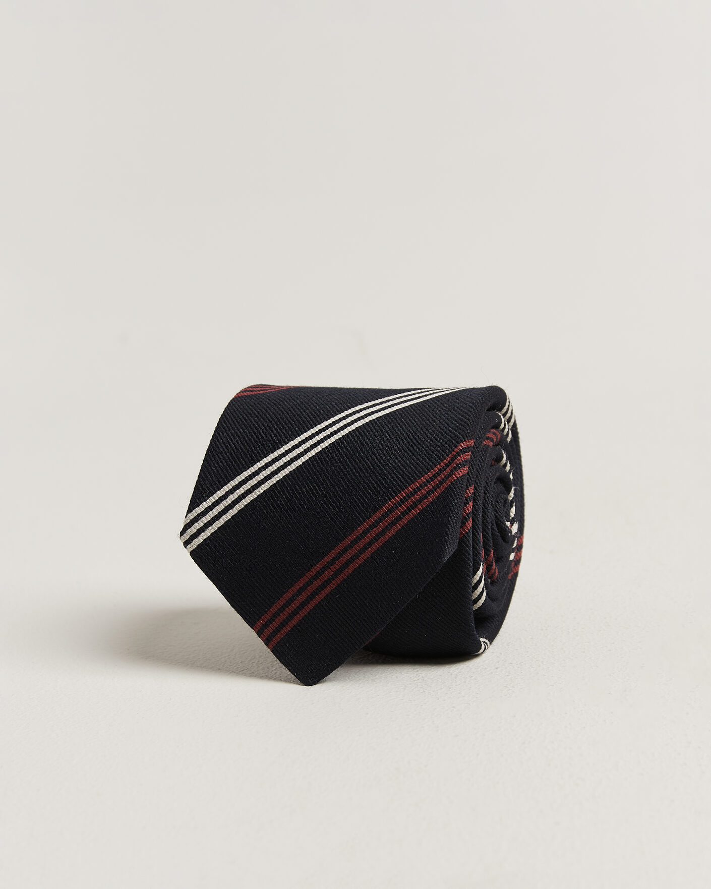 Herren | Krawatten | Drake's | Reppe Stripe Wool/Silk Tie Navy/Brown/White