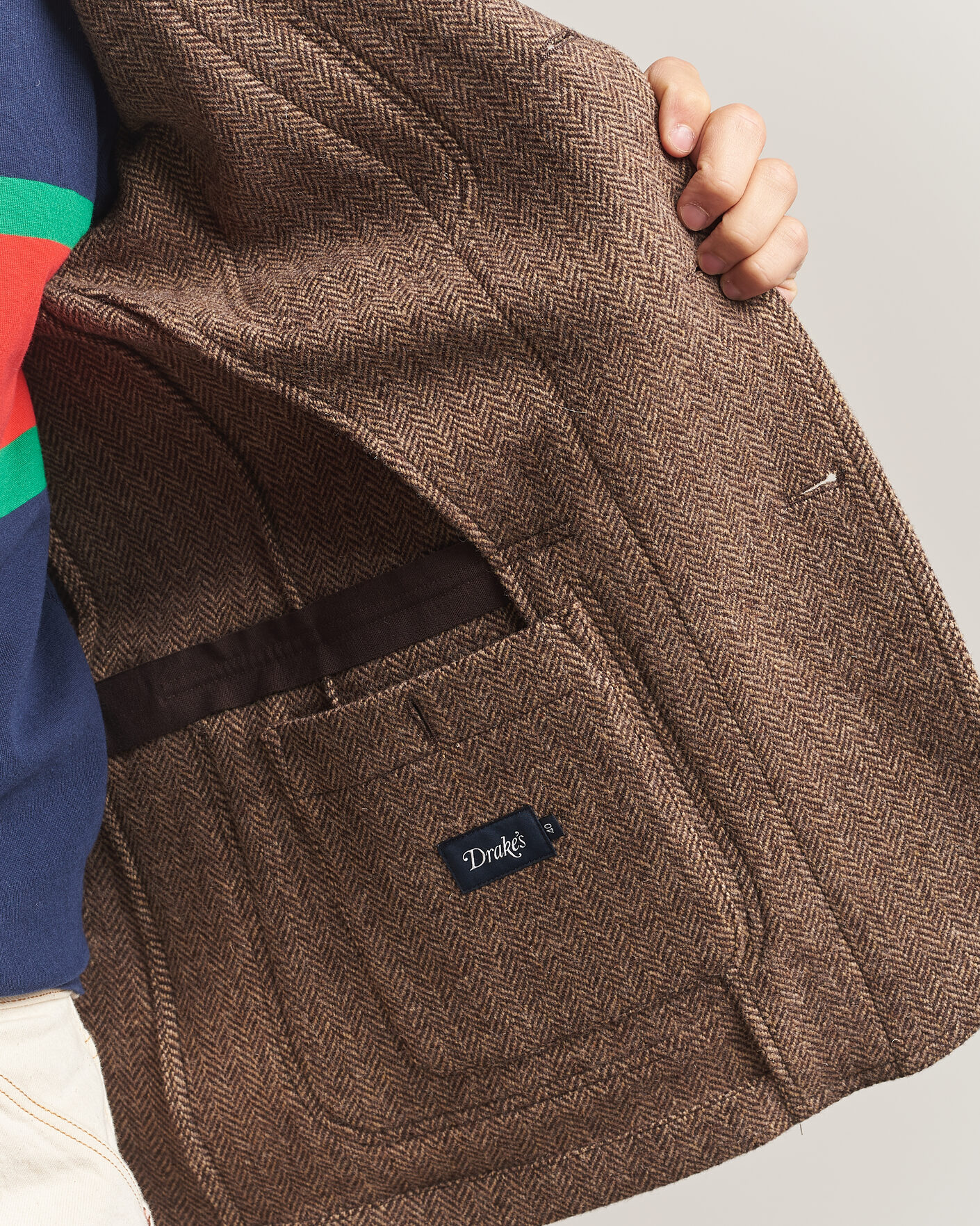Herren | Sakkos | Drake's | MKVII Tweed Herringbone Games Blazer Brown