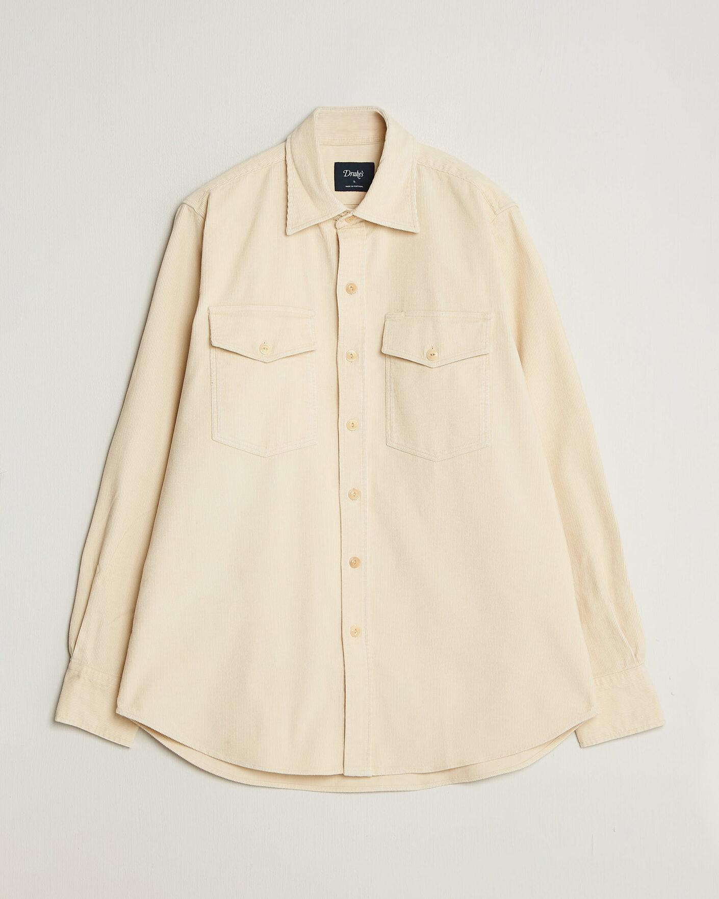 Herren | Hemden | Drake's | Two Pocket Corduroy Shirt Ecru
