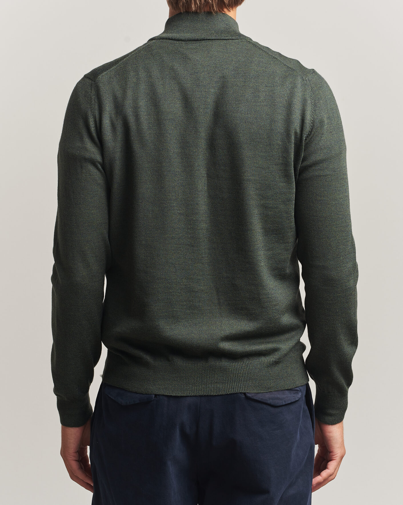 Herren | Pullover | Gran Sasso | Merino Fashion Fit Half Zip Olive Melange