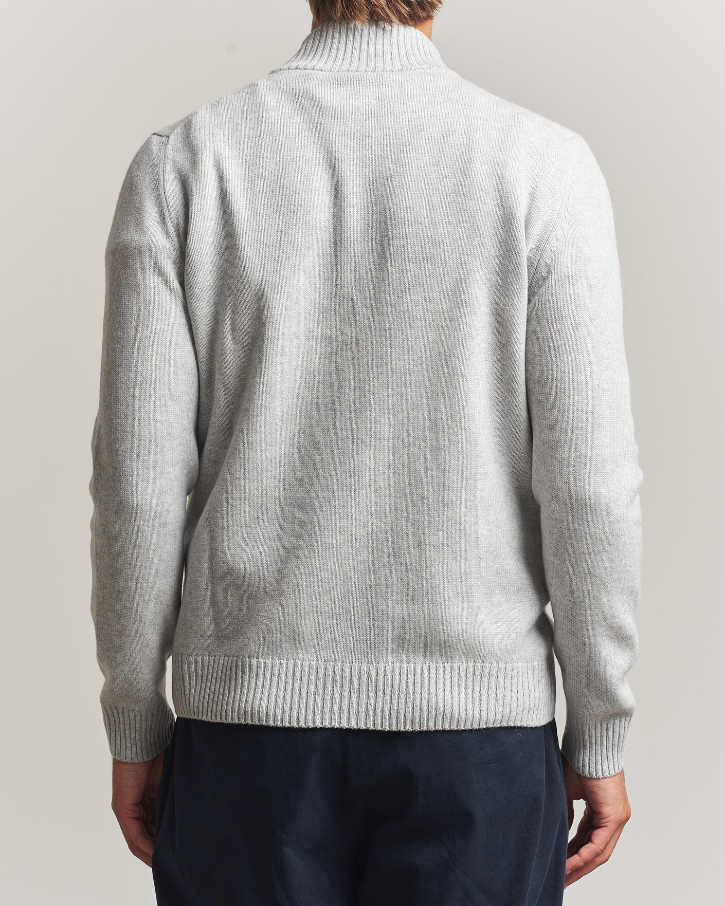 Herren | Pullover | Gran Sasso | Wool/Cashmere Full Zip Light Grey Melange