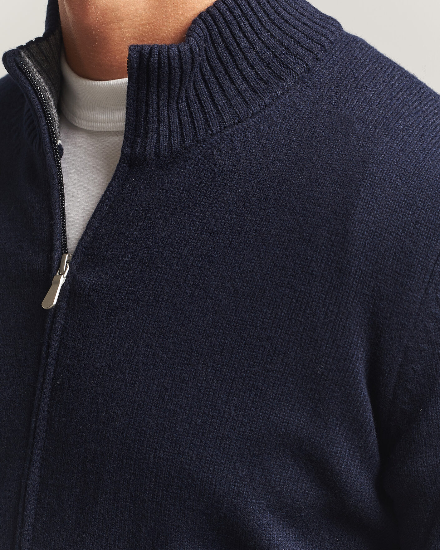 Herren | Pullover | Gran Sasso | Wool/Cashmere Full Zip Navy