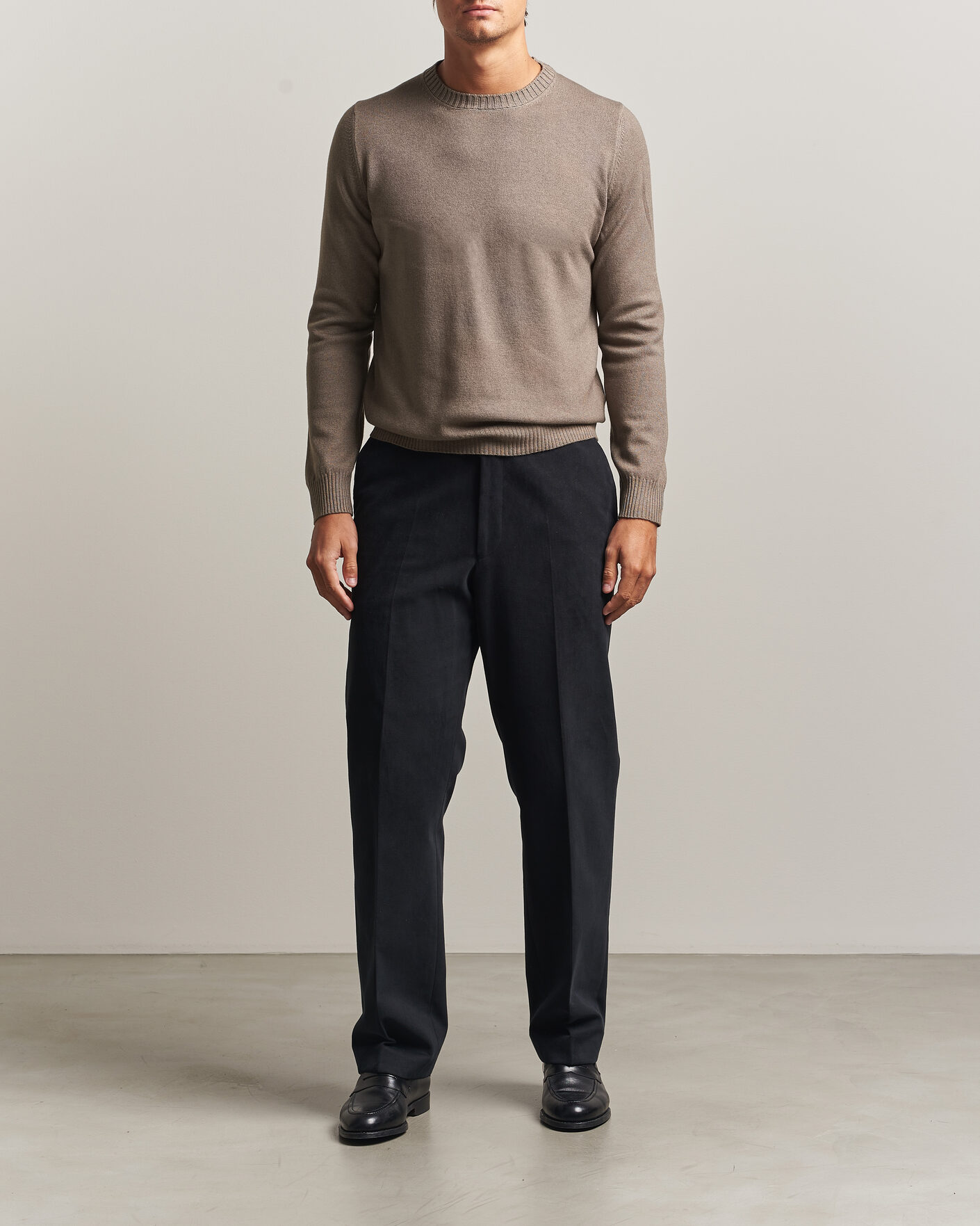 Herren | Pullover | Gran Sasso | Wool/Cashmere Washed Crew Neck Brown Melange
